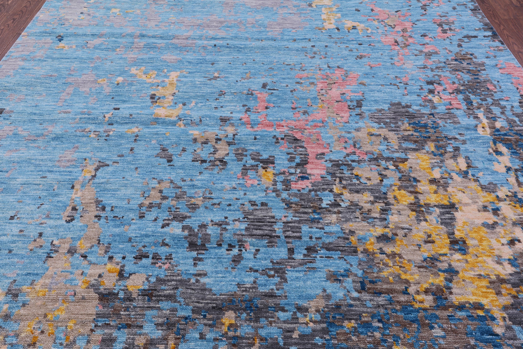 Abstract Contemporary Hand Knotted Wool Rug - 9' 3" X 12' 6" - Golden Nile
