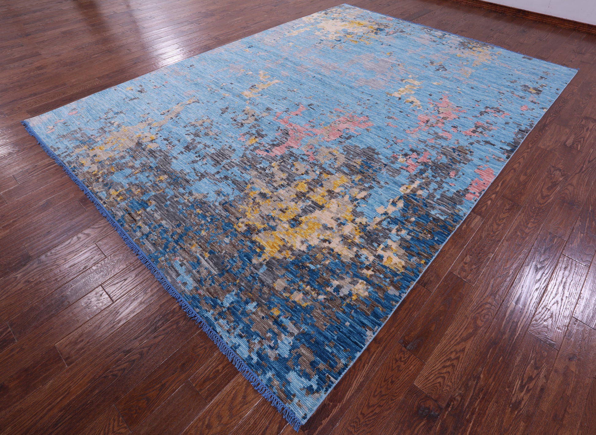 Abstract Contemporary Hand Knotted Wool Rug - 9' 3" X 12' 6" - Golden Nile