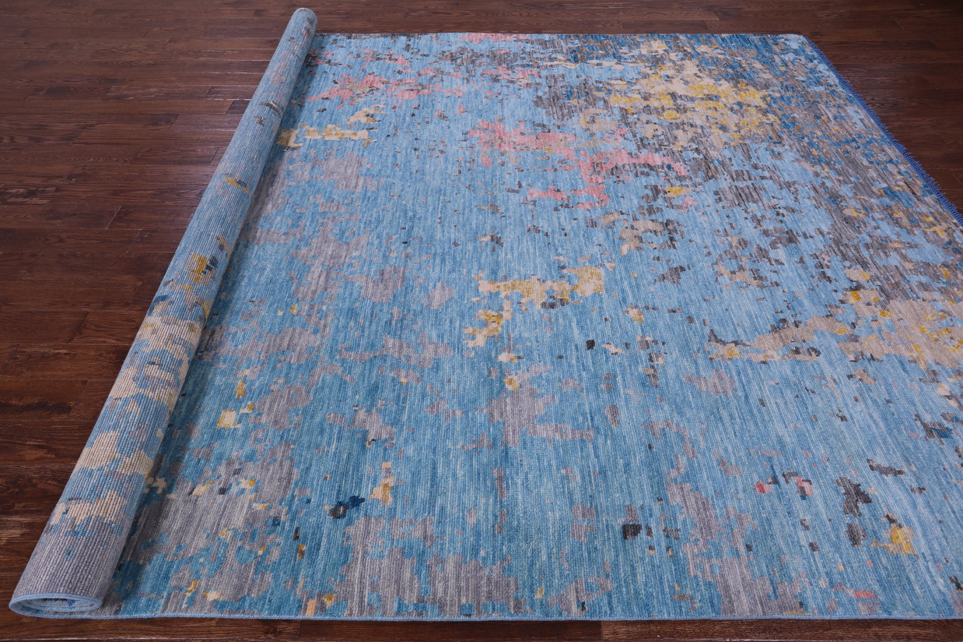 Abstract Contemporary Hand Knotted Wool Rug - 9' 3" X 12' 6" - Golden Nile
