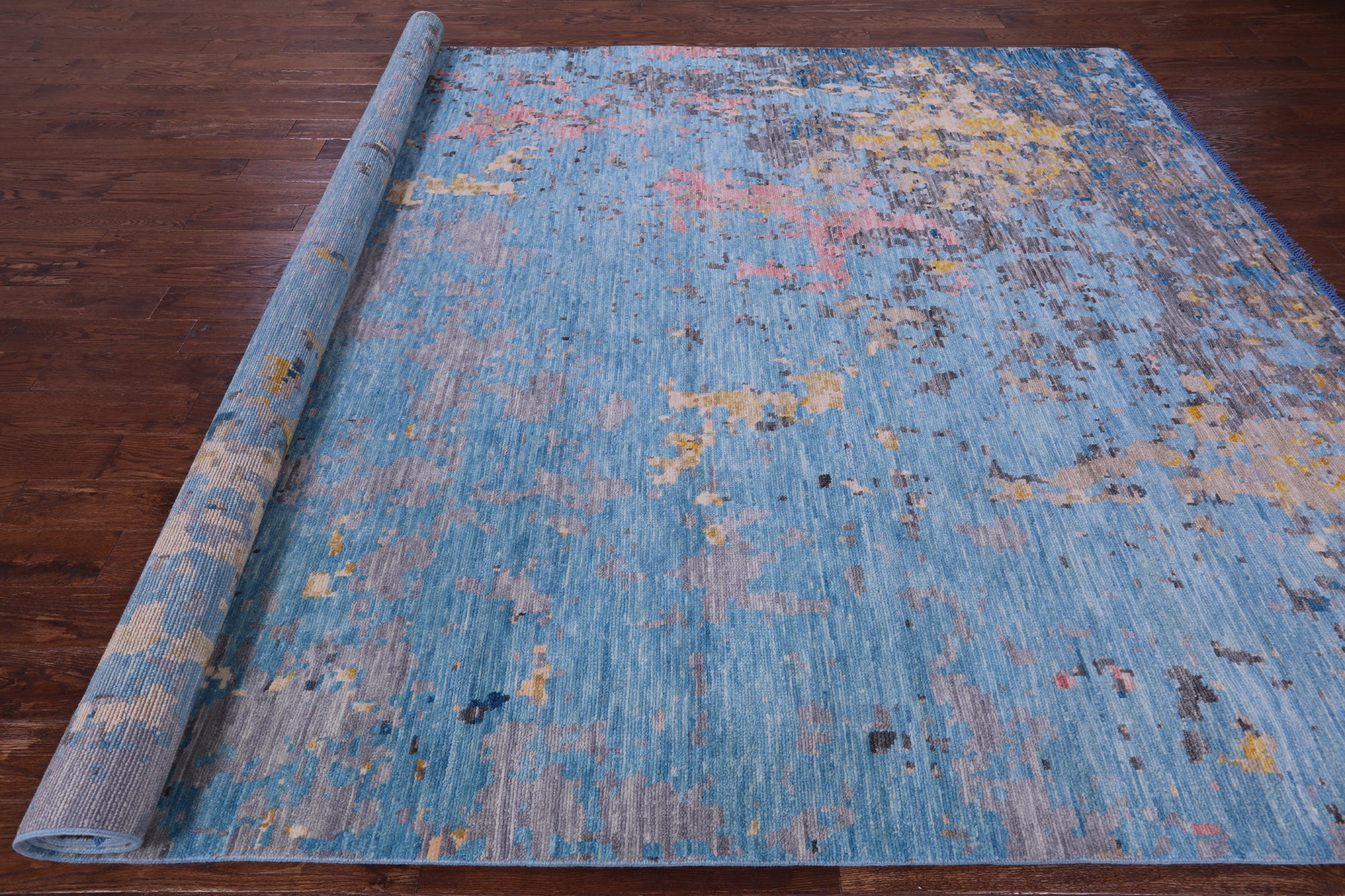 Abstract Contemporary Hand Knotted Wool Rug - 9' 3" X 12' 6" - Golden Nile