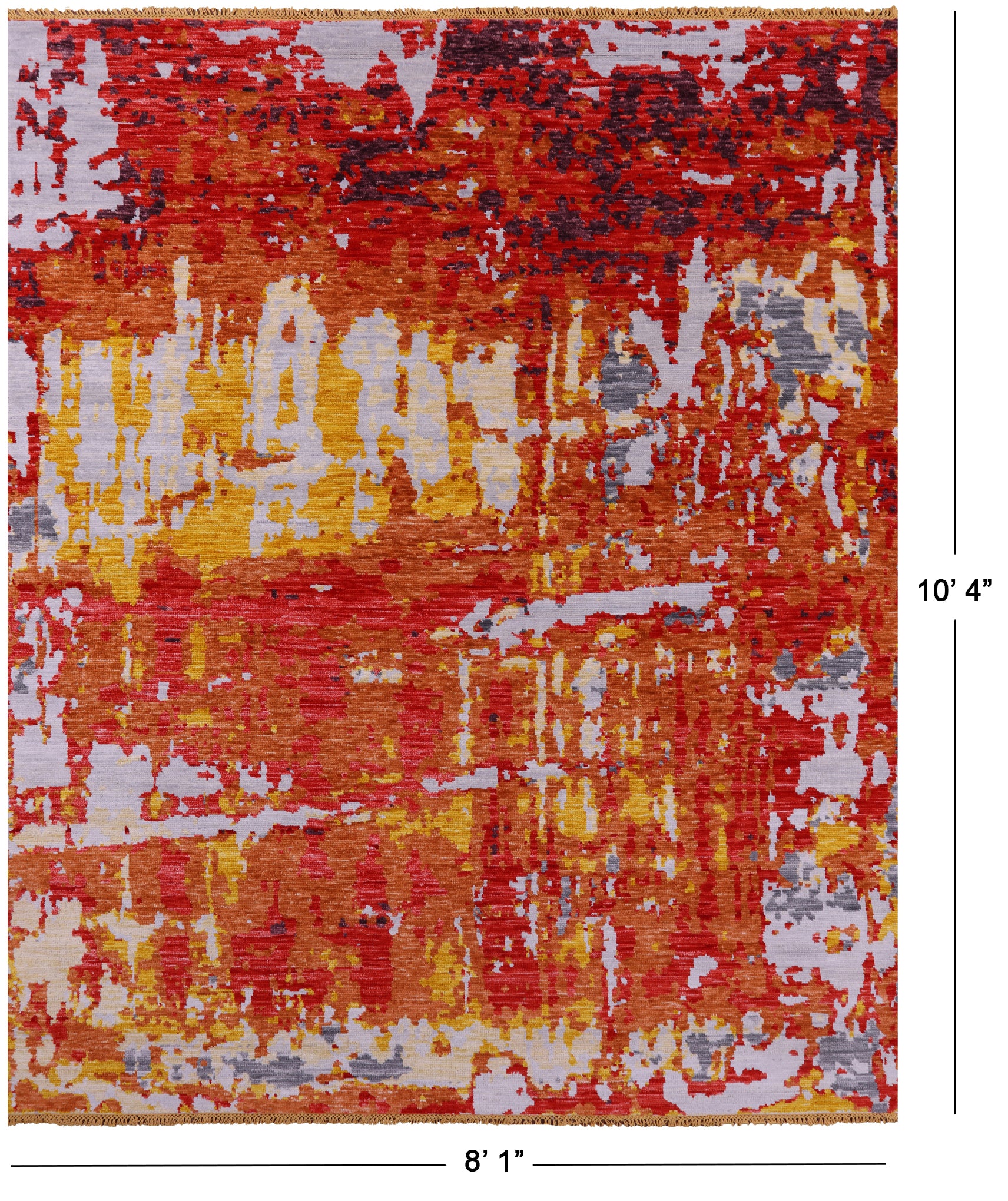 Abstract Contemporary Hand Knotted Wool Rug - 8' 1" X 10' 4" - Golden Nile