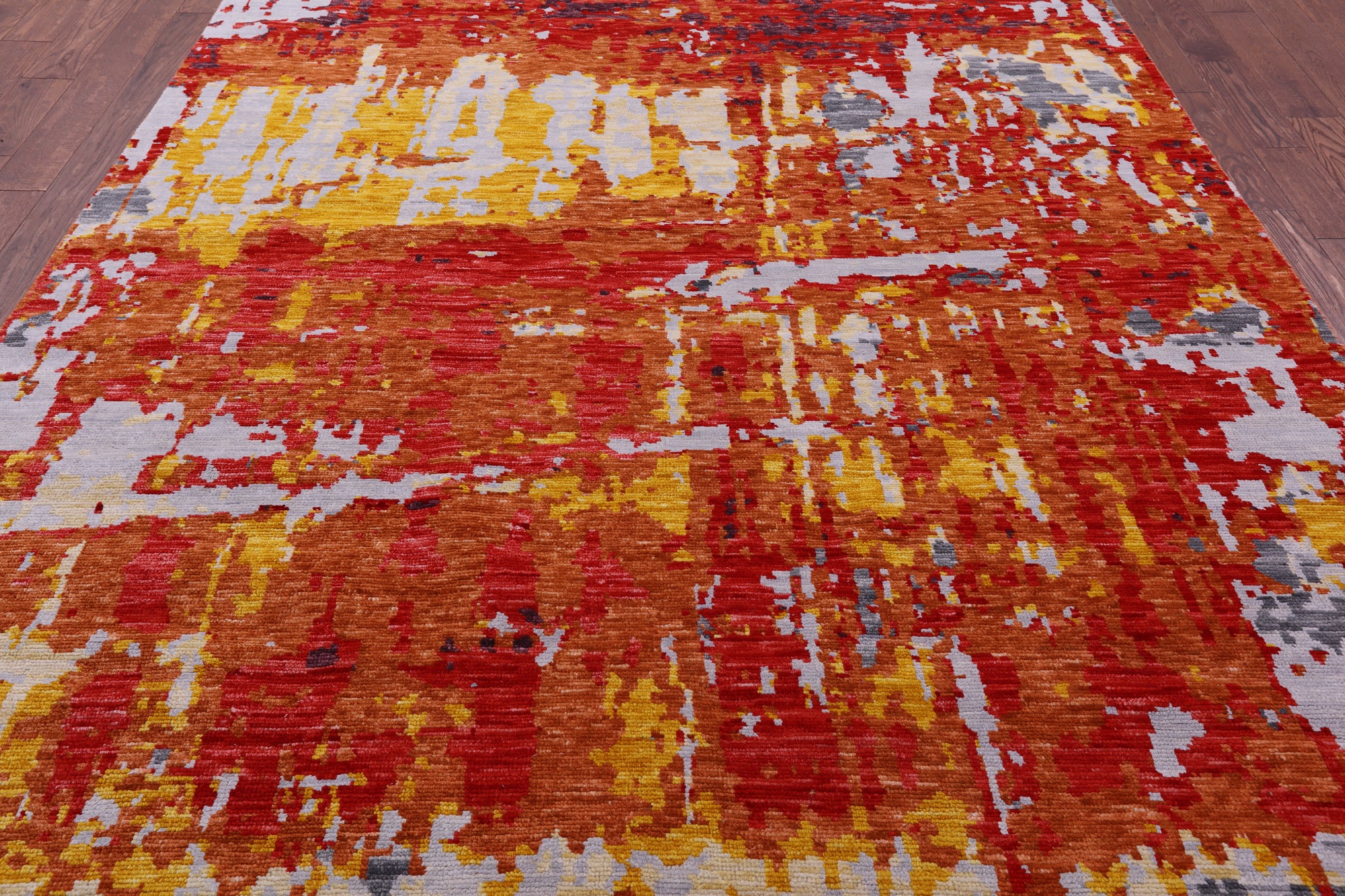 Abstract Contemporary Hand Knotted Wool Rug - 8' 1" X 10' 4" - Golden Nile