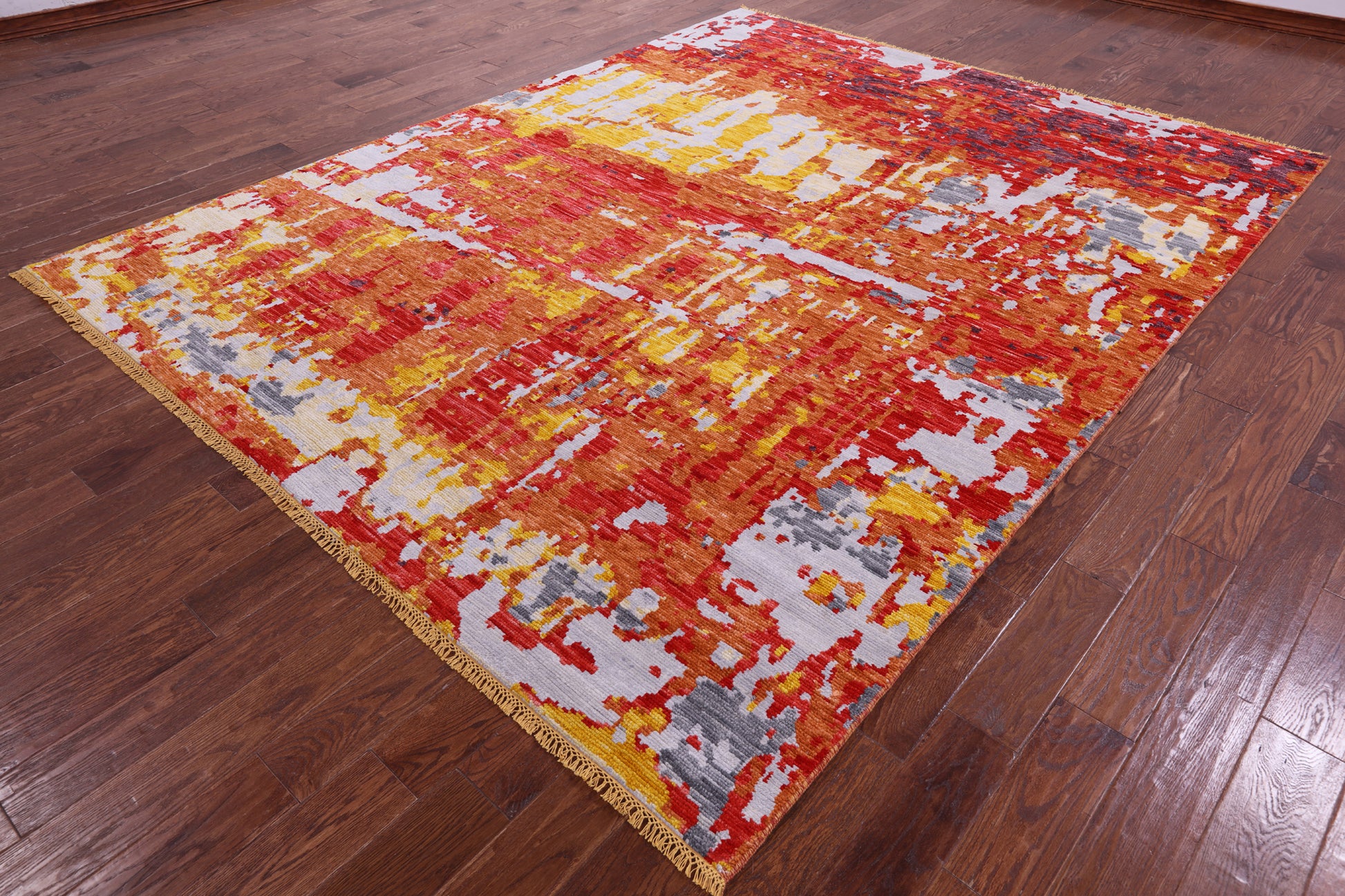 Abstract Contemporary Hand Knotted Wool Rug - 8' 1" X 10' 4" - Golden Nile