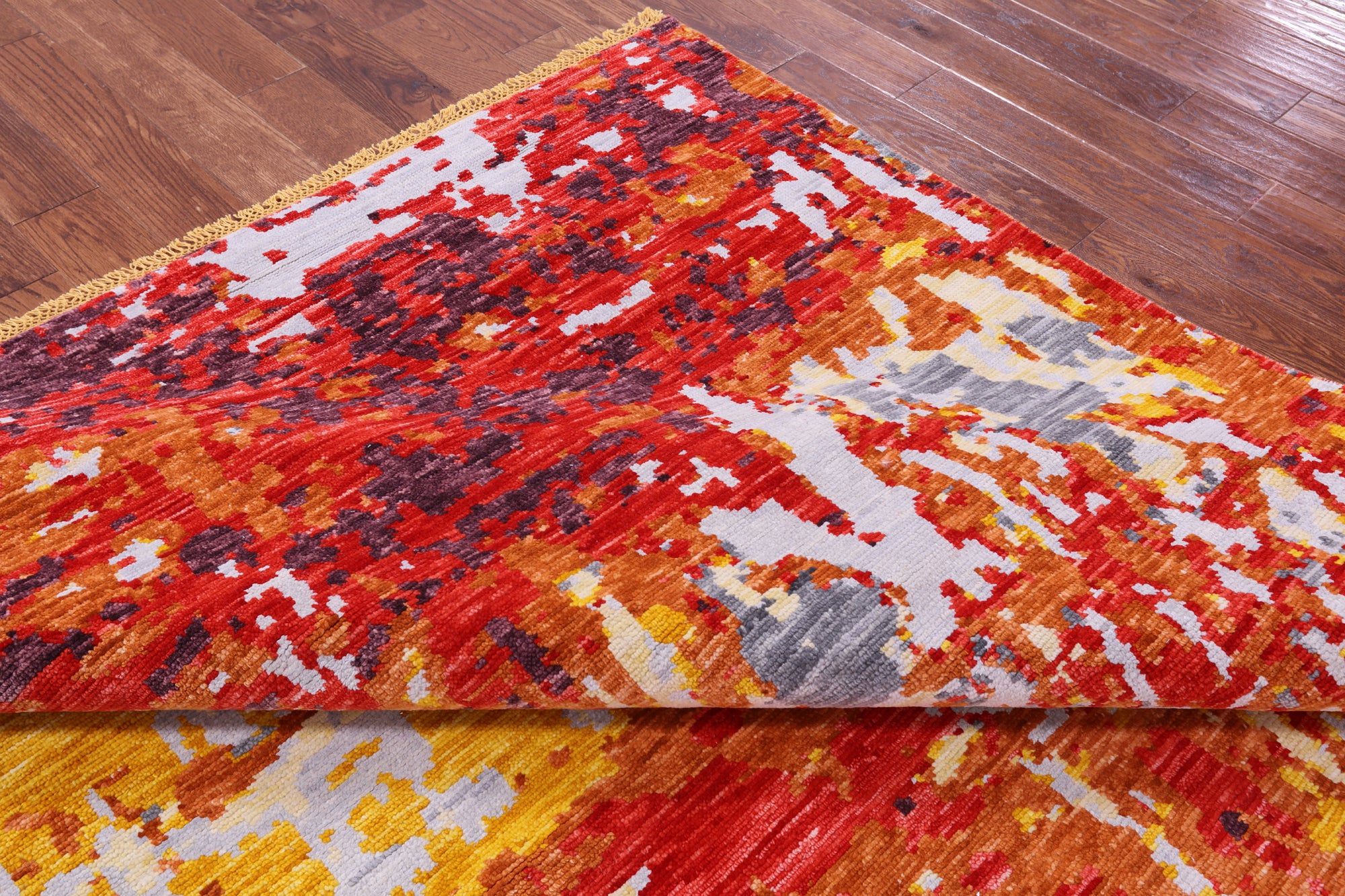 Abstract Contemporary Hand Knotted Wool Rug - 8' 1" X 10' 4" - Golden Nile