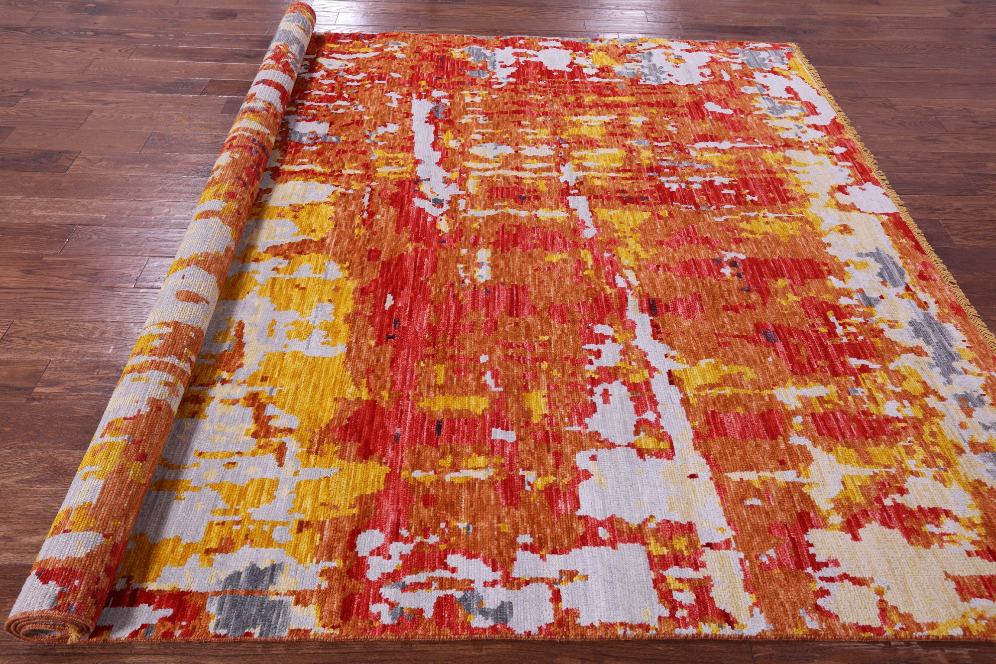 Abstract Contemporary Hand Knotted Wool Rug - 8' 1" X 10' 4" - Golden Nile