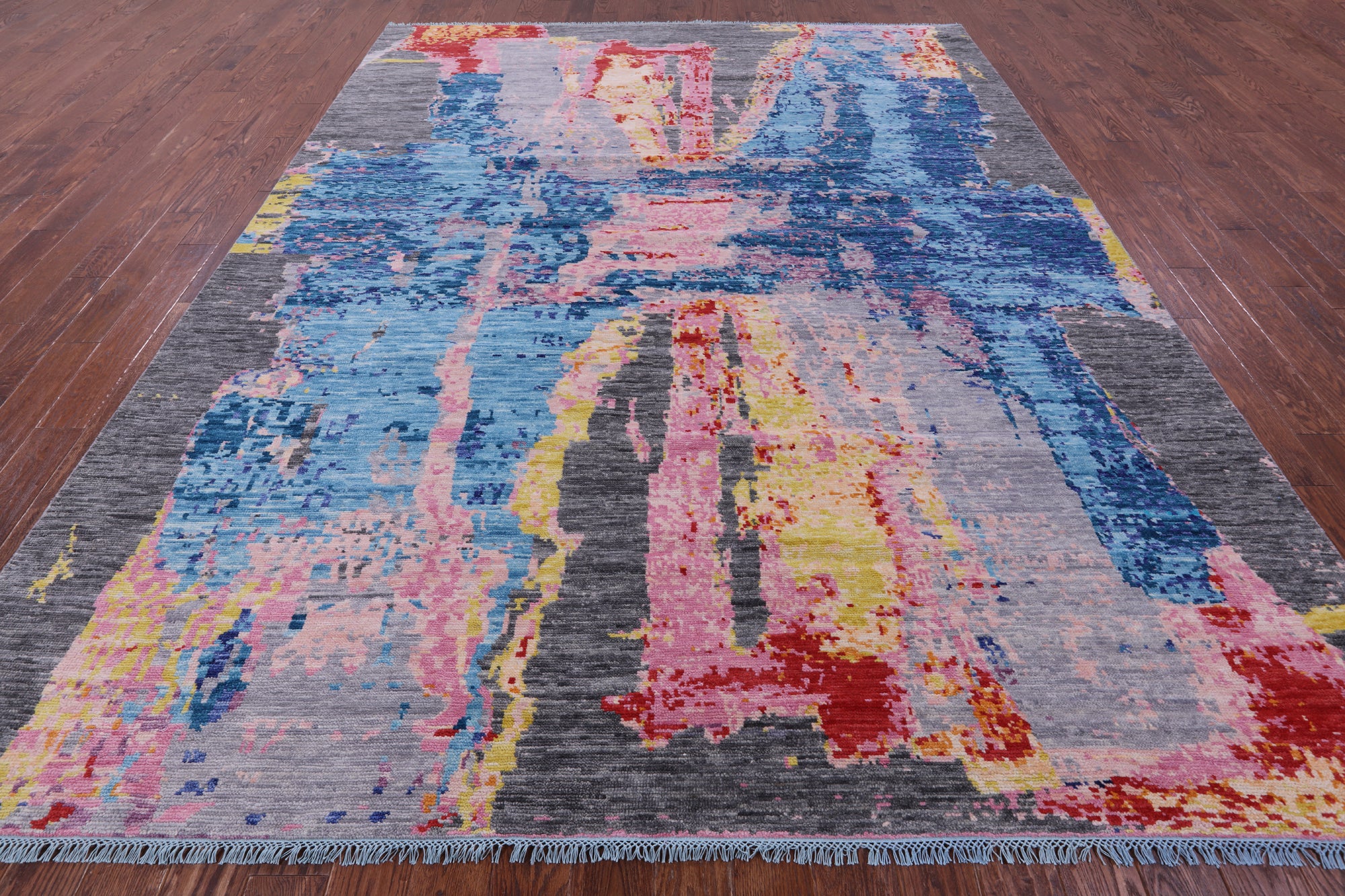Abstract Contemporary Hand Knotted Wool Rug - 9' 1" X 11' 10" - Golden Nile