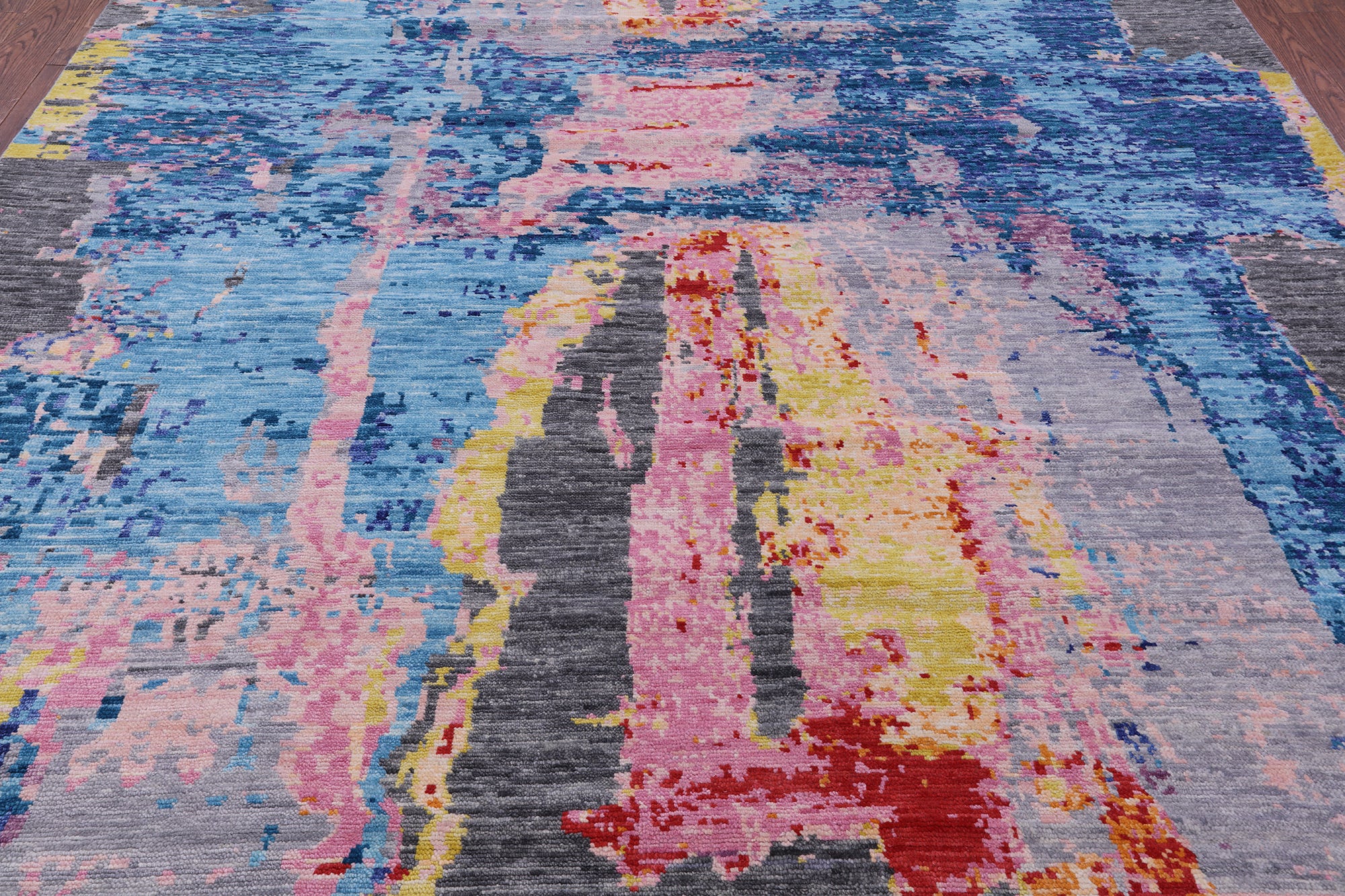 Abstract Contemporary Hand Knotted Wool Rug - 9' 1" X 11' 10" - Golden Nile