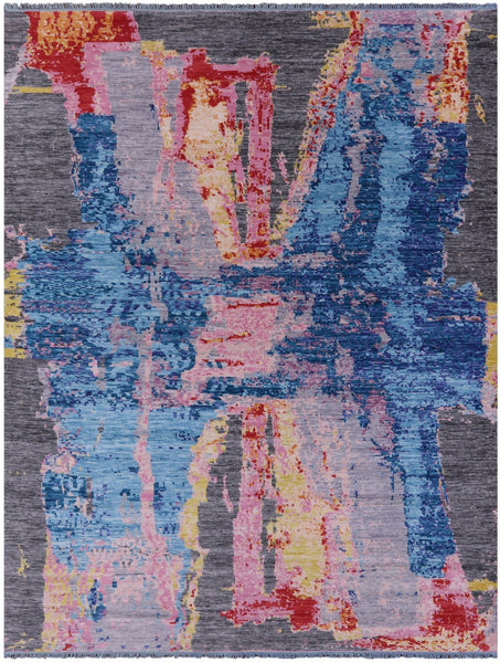 Abstract Contemporary Hand Knotted Wool Rug - 9' 1" X 11' 10" - Golden Nile