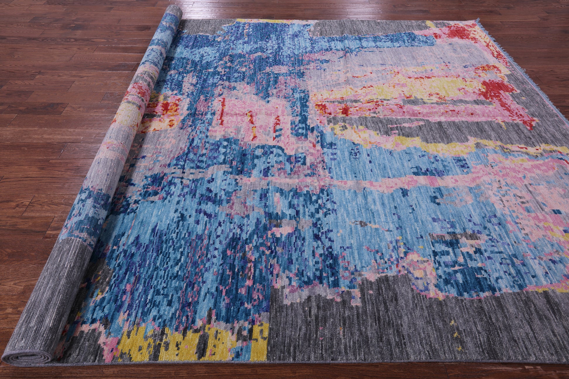 Abstract Contemporary Hand Knotted Wool Rug - 9' 1" X 11' 10" - Golden Nile