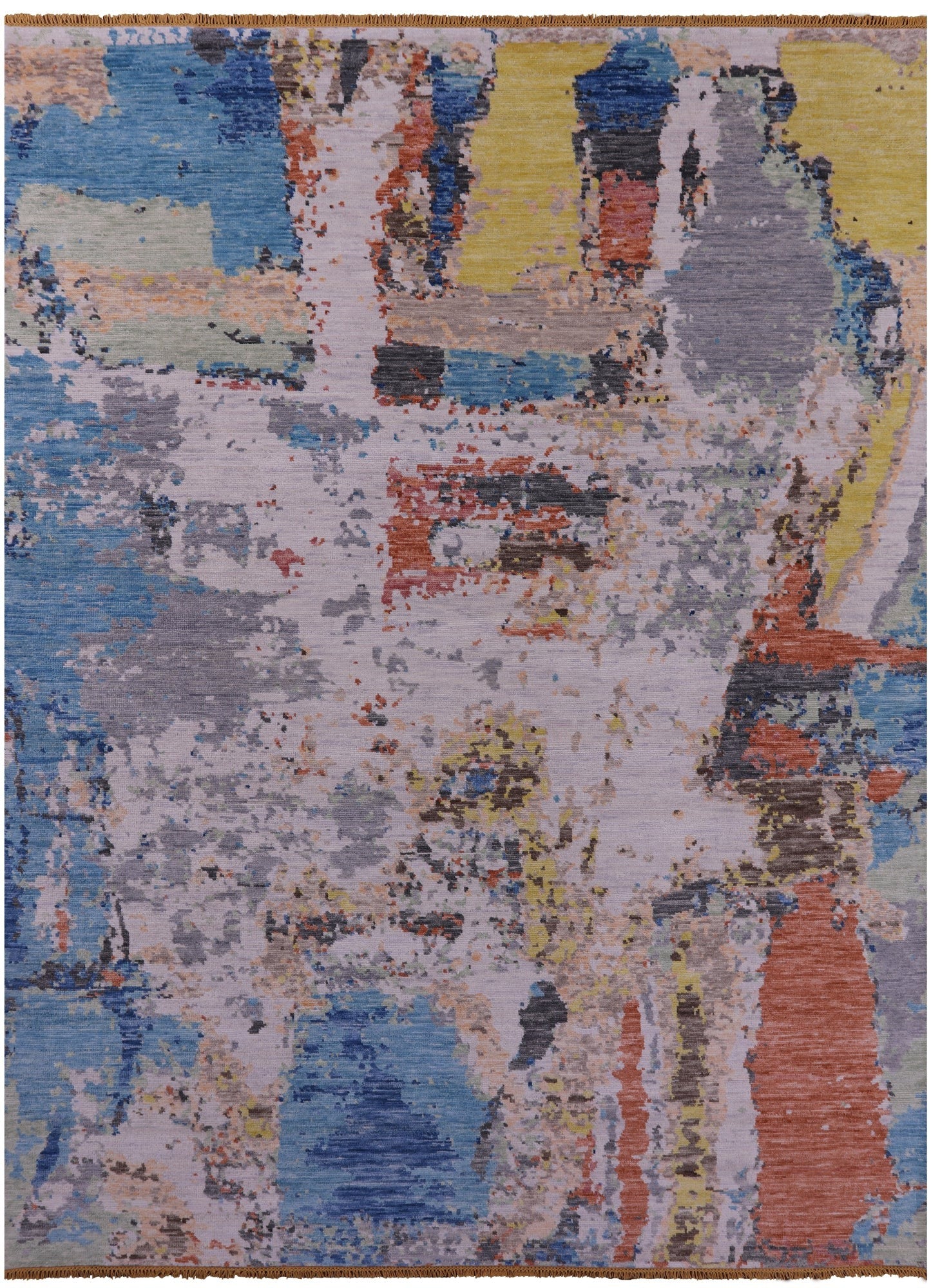 Abstract Contemporary Hand Knotted Wool Rug - 9' 1" X 12' 1" - Golden Nile