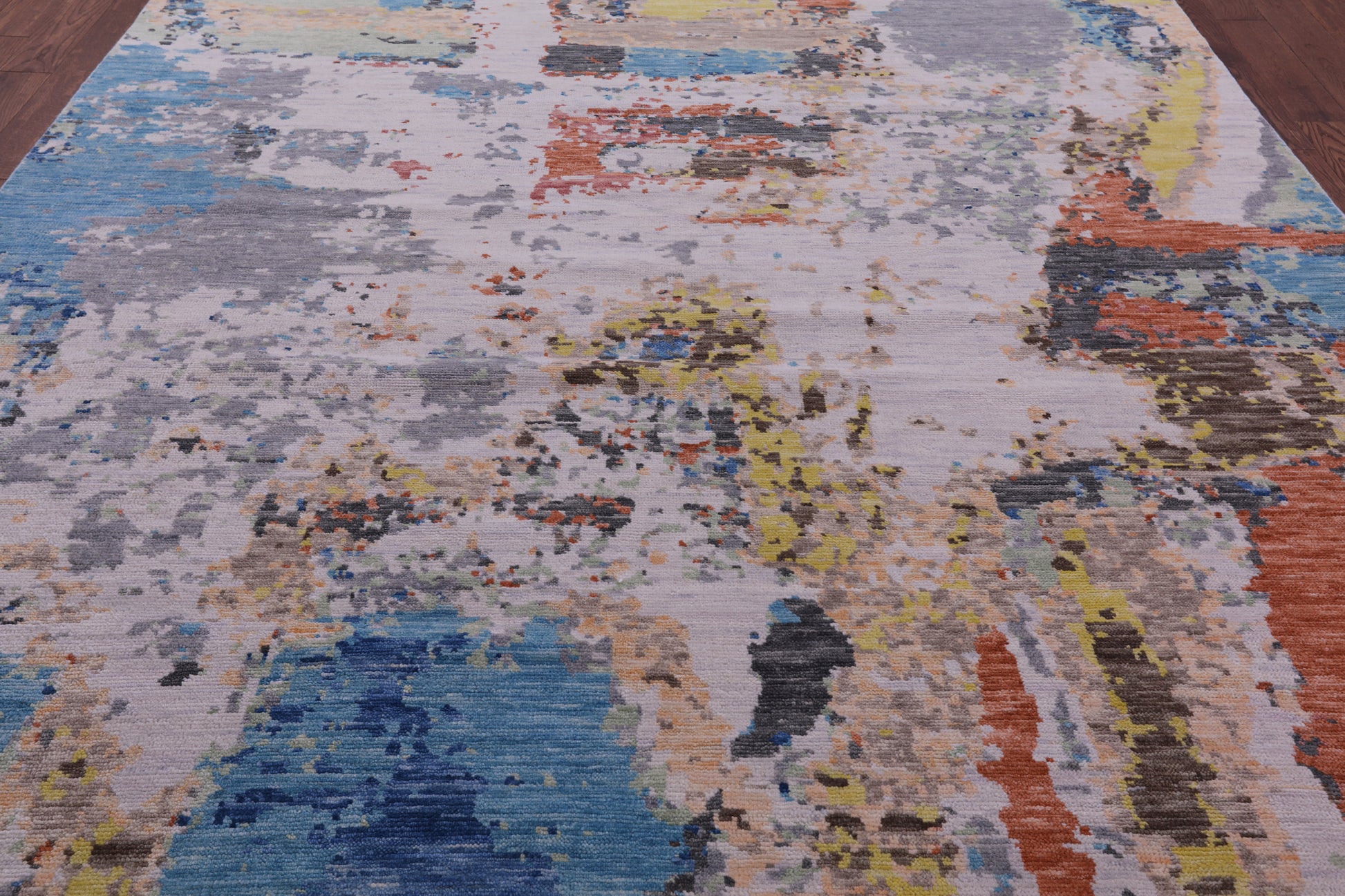 Abstract Contemporary Hand Knotted Wool Rug - 9' 1" X 12' 1" - Golden Nile