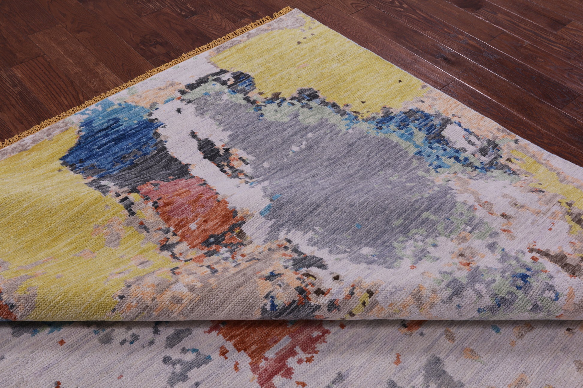 Abstract Contemporary Hand Knotted Wool Rug - 9' 1" X 12' 1" - Golden Nile