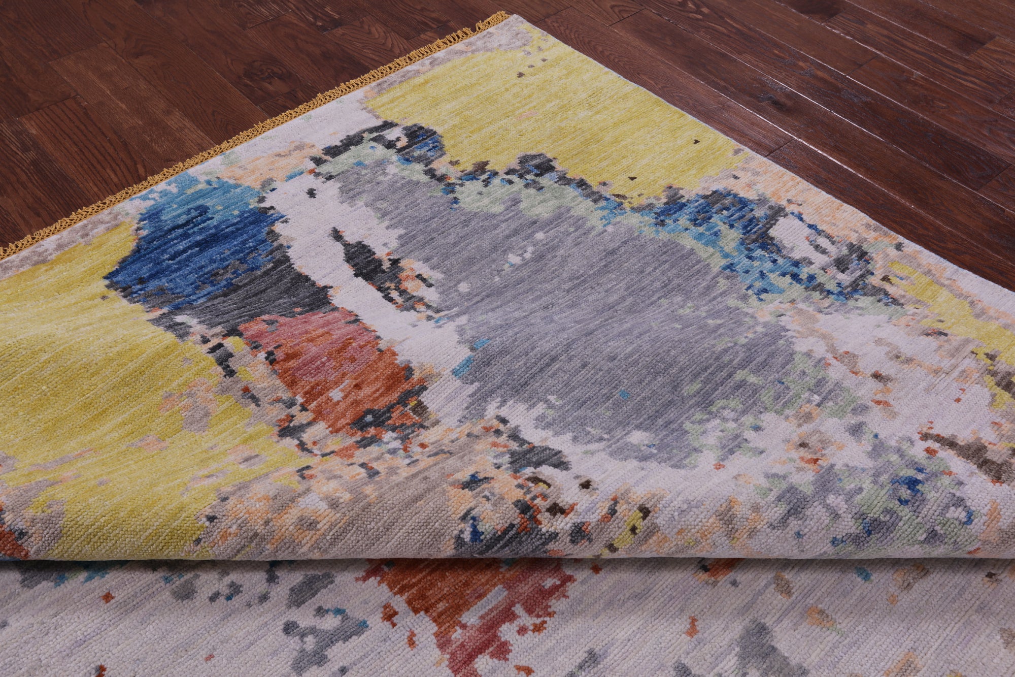 Abstract Contemporary Hand Knotted Wool Rug - 9' 1" X 12' 1" - Golden Nile