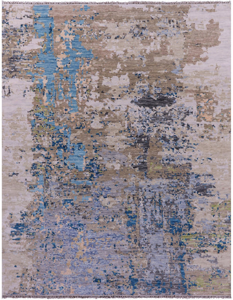 Abstract Contemporary Hand Knotted Wool Rug - 8' 0" X 9' 11" - Golden Nile