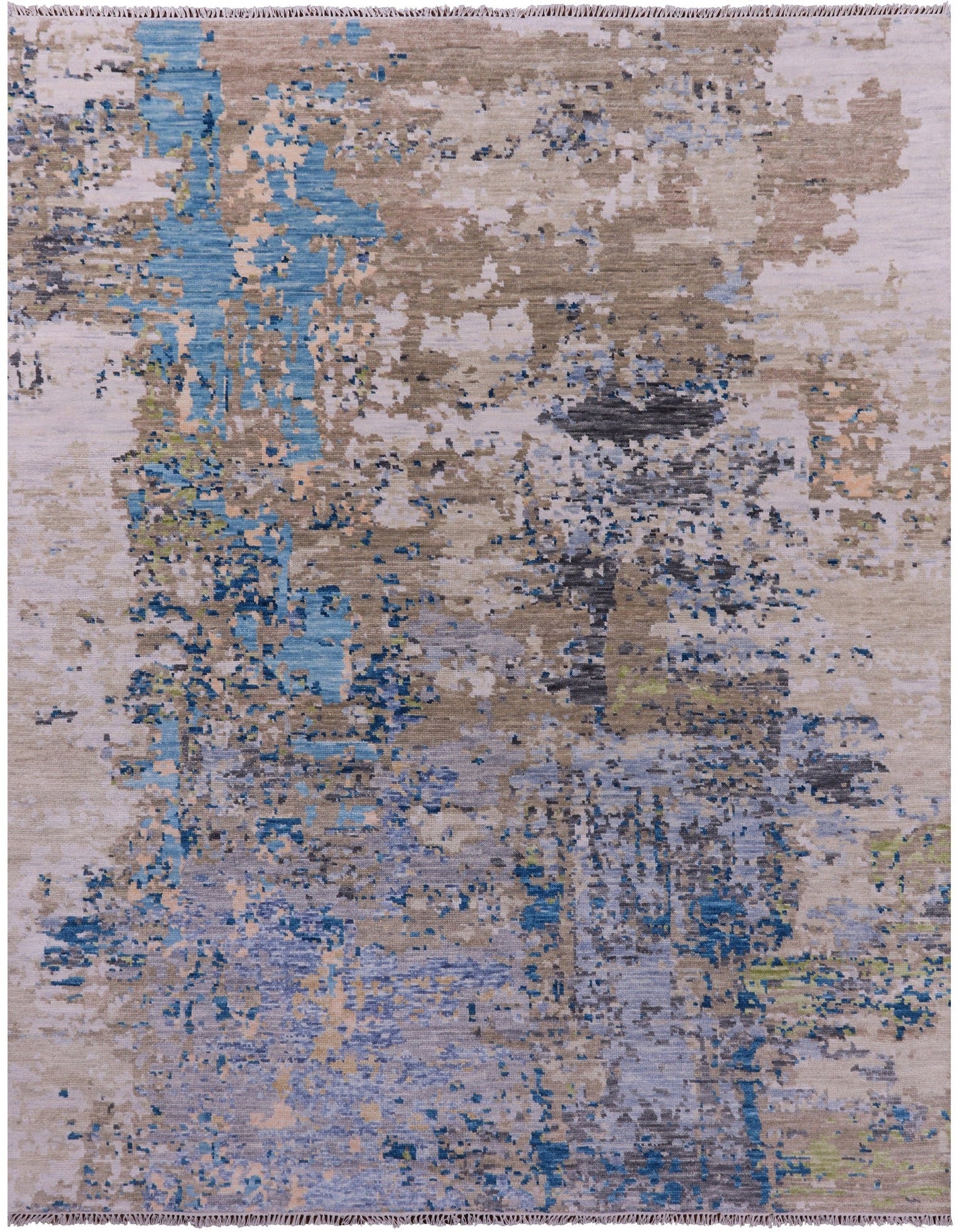 Abstract Contemporary Hand Knotted Wool Rug - 8' 0" X 9' 11" - Golden Nile