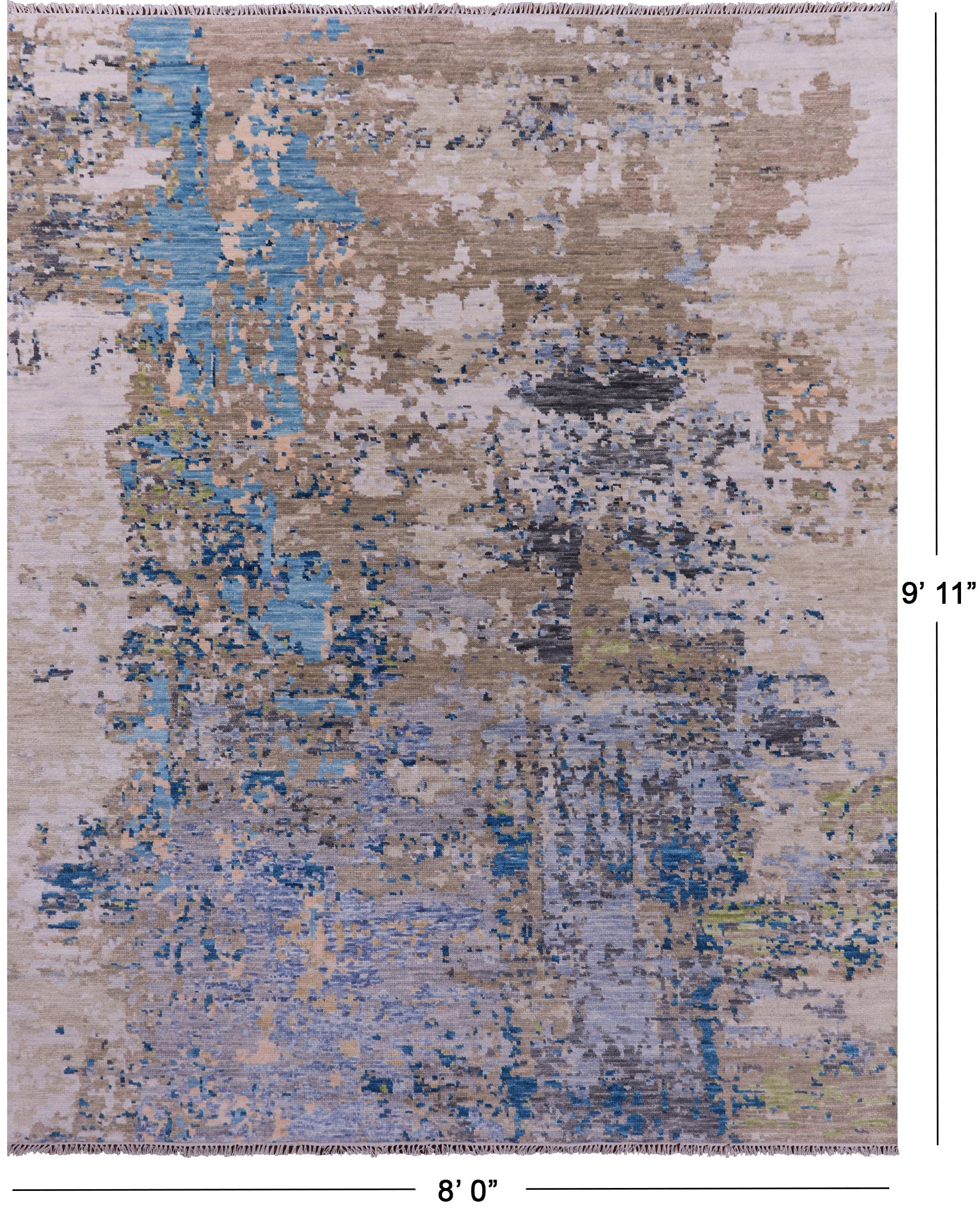 Abstract Contemporary Hand Knotted Wool Rug - 8' 0" X 9' 11" - Golden Nile