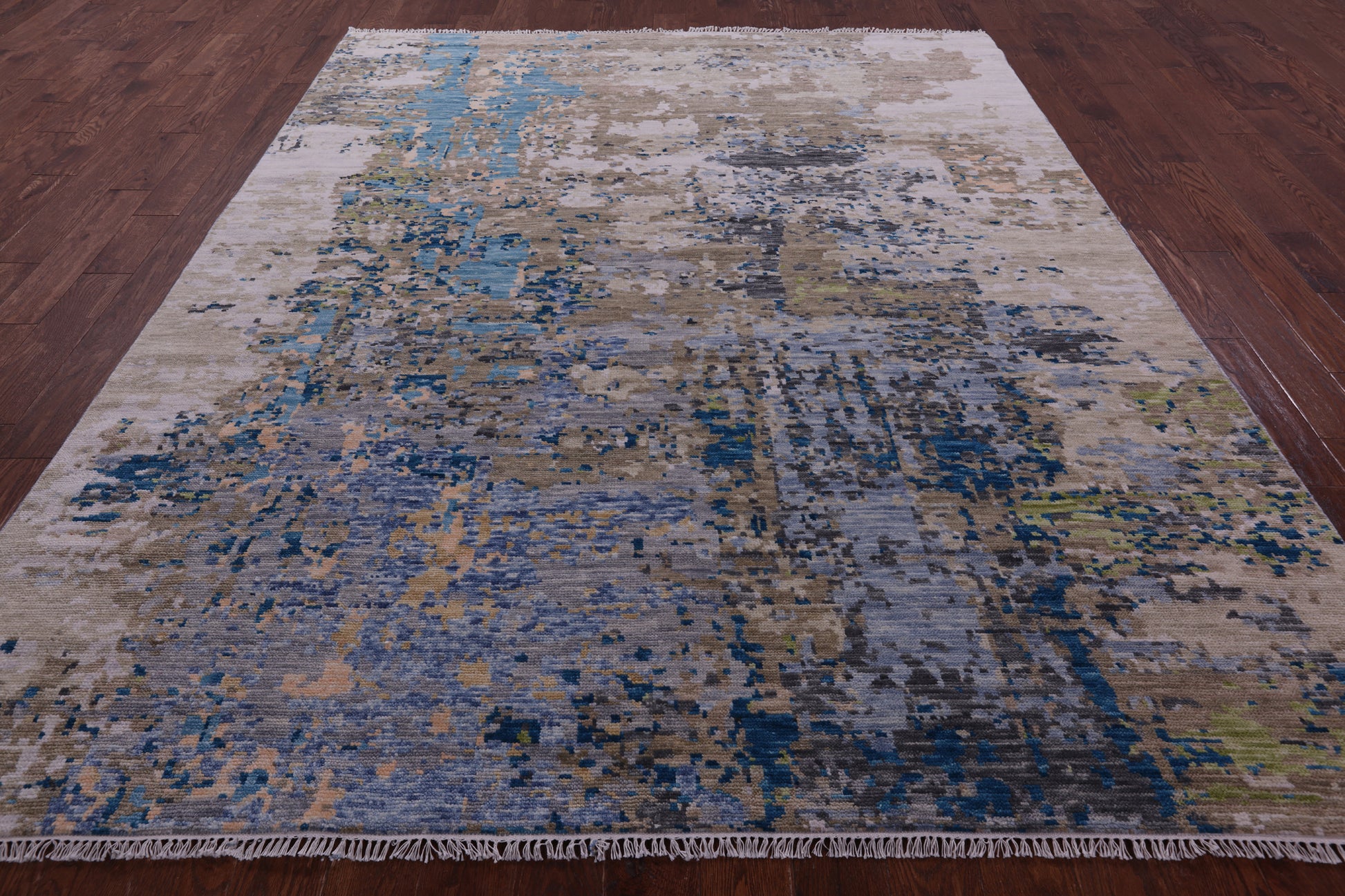 Abstract Contemporary Hand Knotted Wool Rug - 8' 0" X 9' 11" - Golden Nile