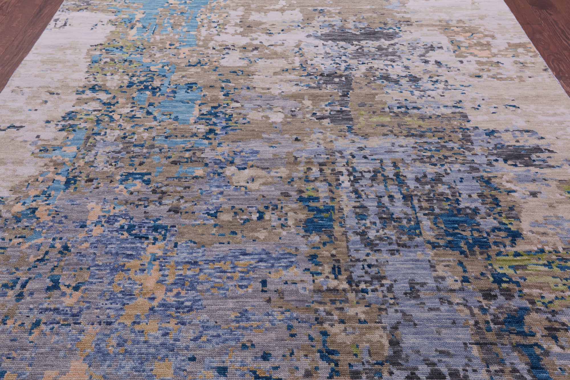 Abstract Contemporary Hand Knotted Wool Rug - 8' 0" X 9' 11" - Golden Nile