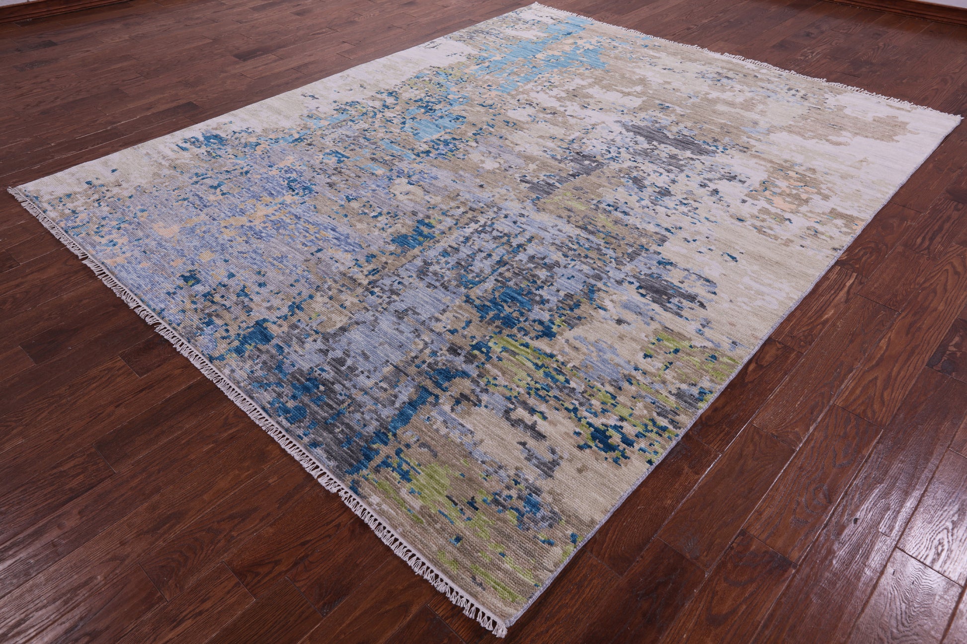 Abstract Contemporary Hand Knotted Wool Rug - 8' 0" X 9' 11" - Golden Nile