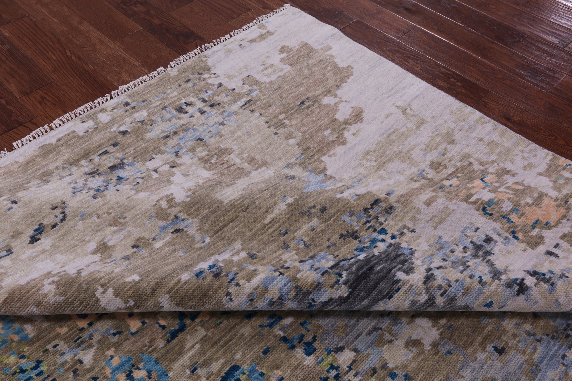 Abstract Contemporary Hand Knotted Wool Rug - 8' 0" X 9' 11" - Golden Nile