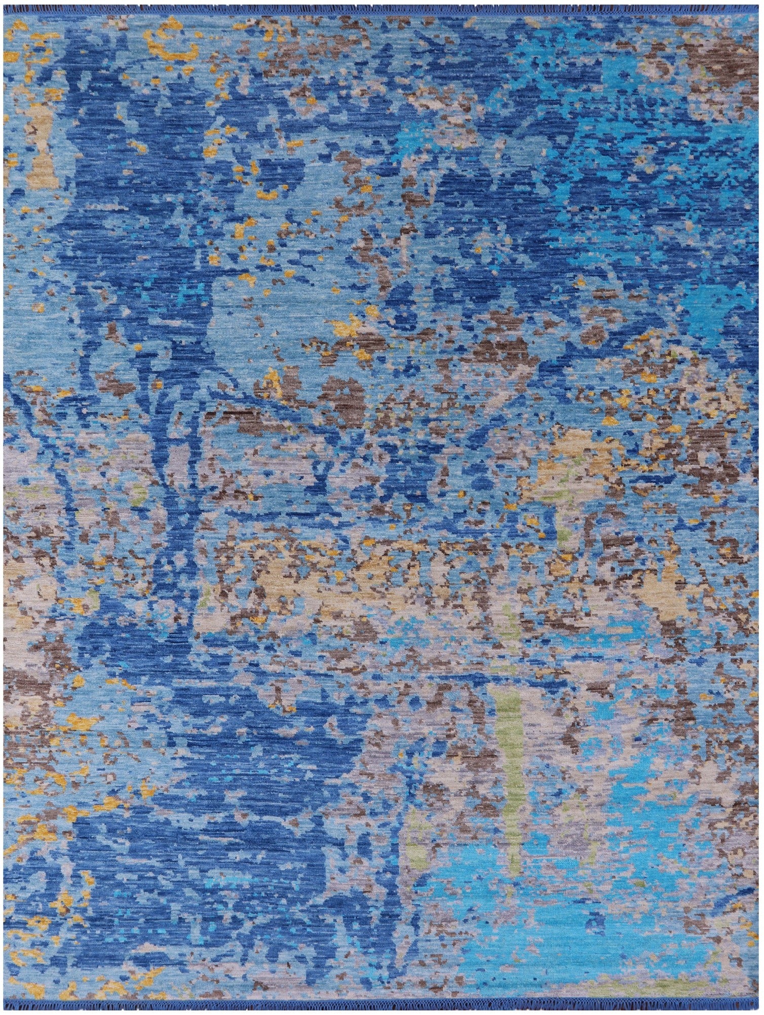 Abstract Contemporary Handmade Wool Rug - 9' 2" X 11' 11" - Golden Nile