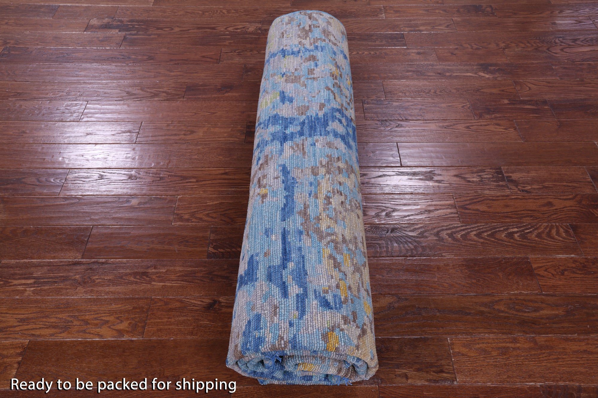 Abstract Contemporary Handmade Wool Rug - 9' 2" X 11' 11" - Golden Nile