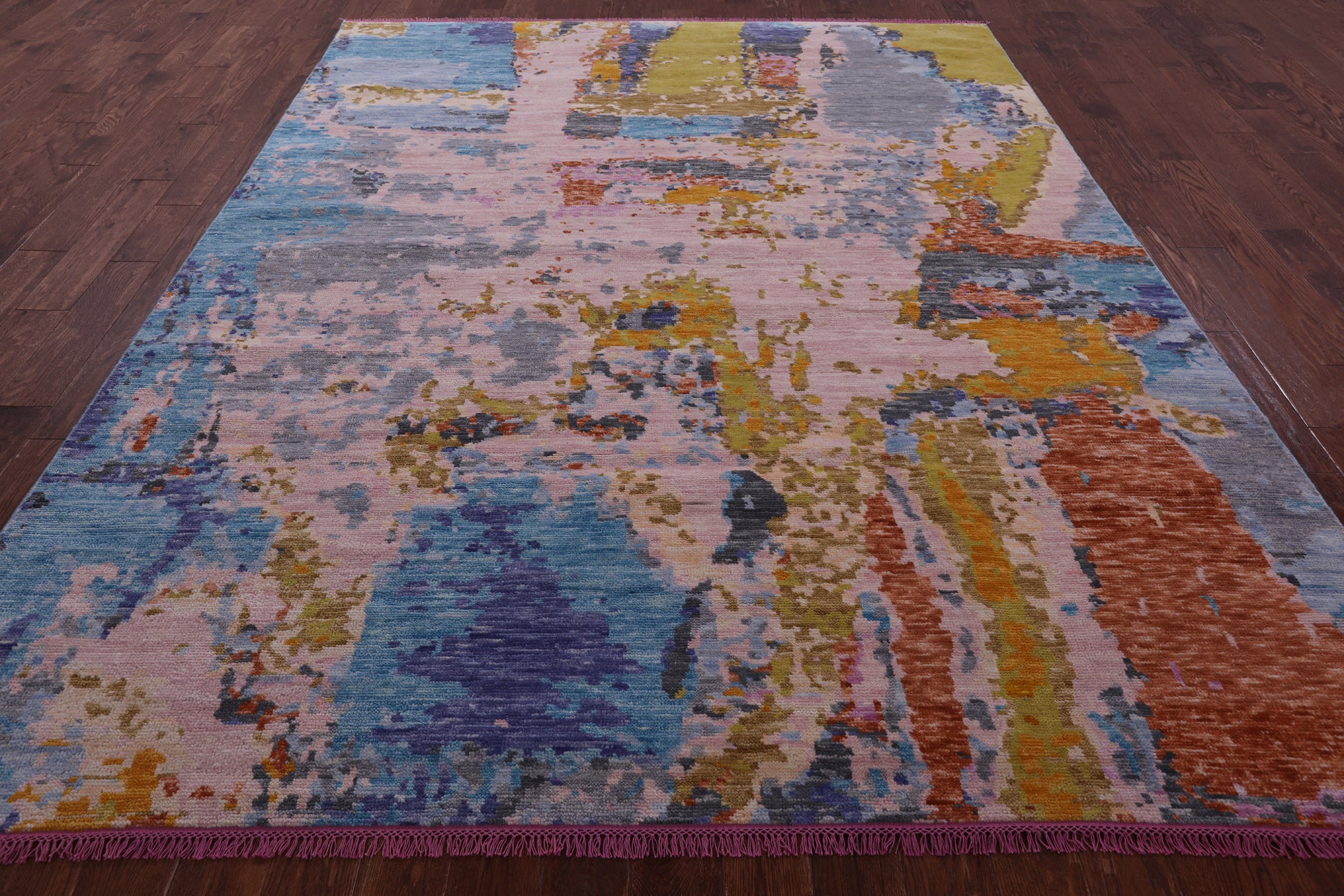 Abstract Contemporary Hand Knotted Wool Rug - 8' 3" X 10' 5" - Golden Nile