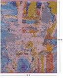 Abstract Contemporary Hand Knotted Wool Rug - 8' 3" X 10' 5" - Golden Nile