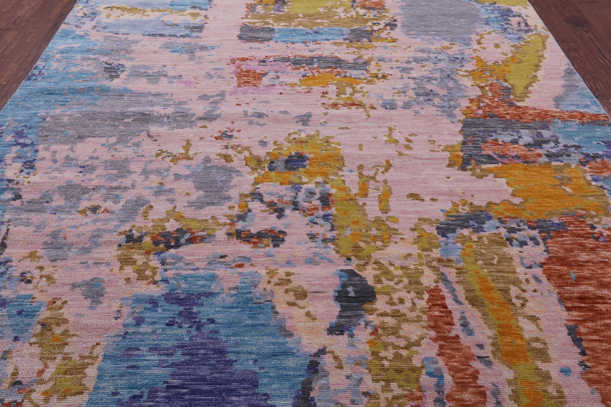 Abstract Contemporary Hand Knotted Wool Rug - 8' 3" X 10' 5" - Golden Nile