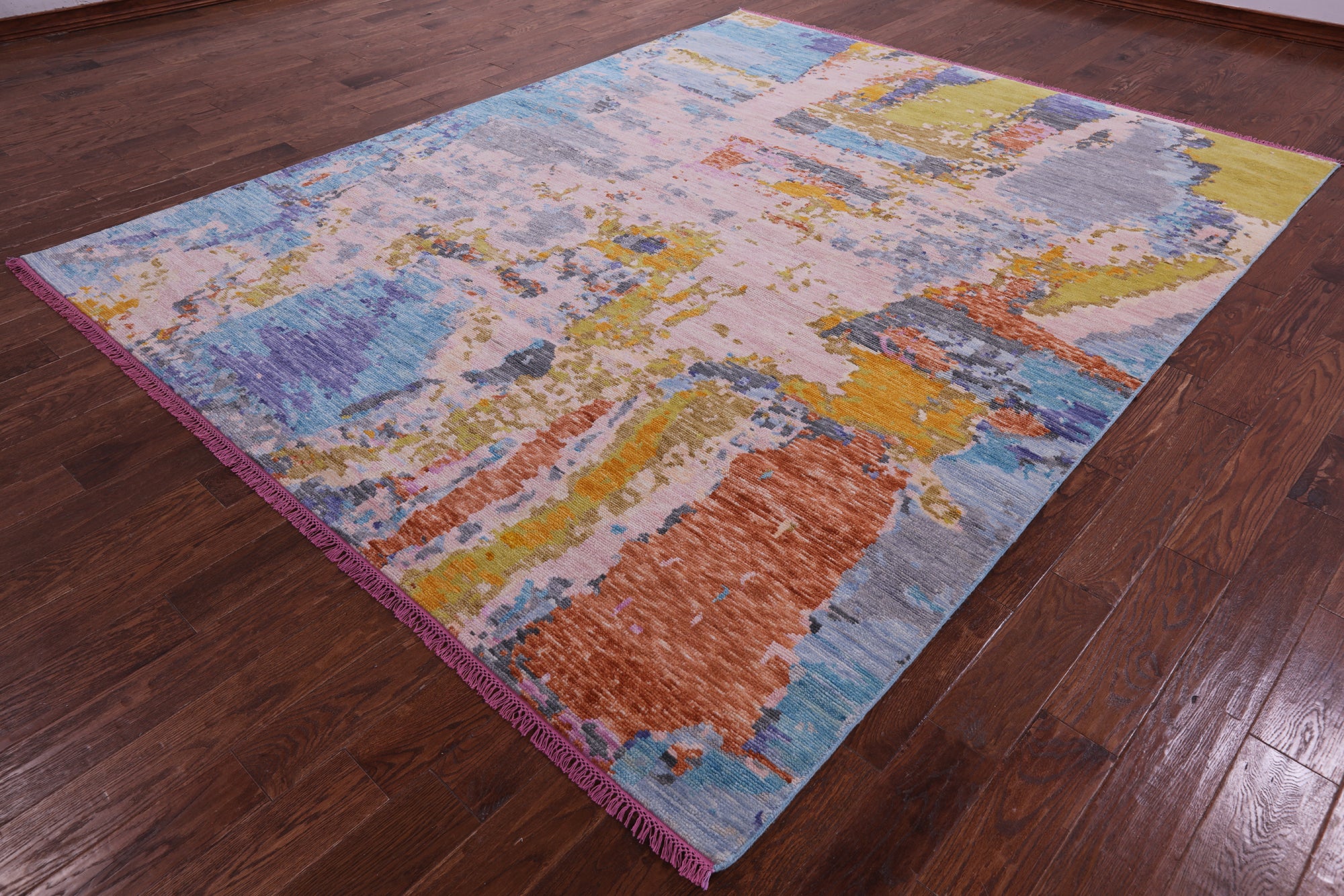 Abstract Contemporary Hand Knotted Wool Rug - 8' 3" X 10' 5" - Golden Nile