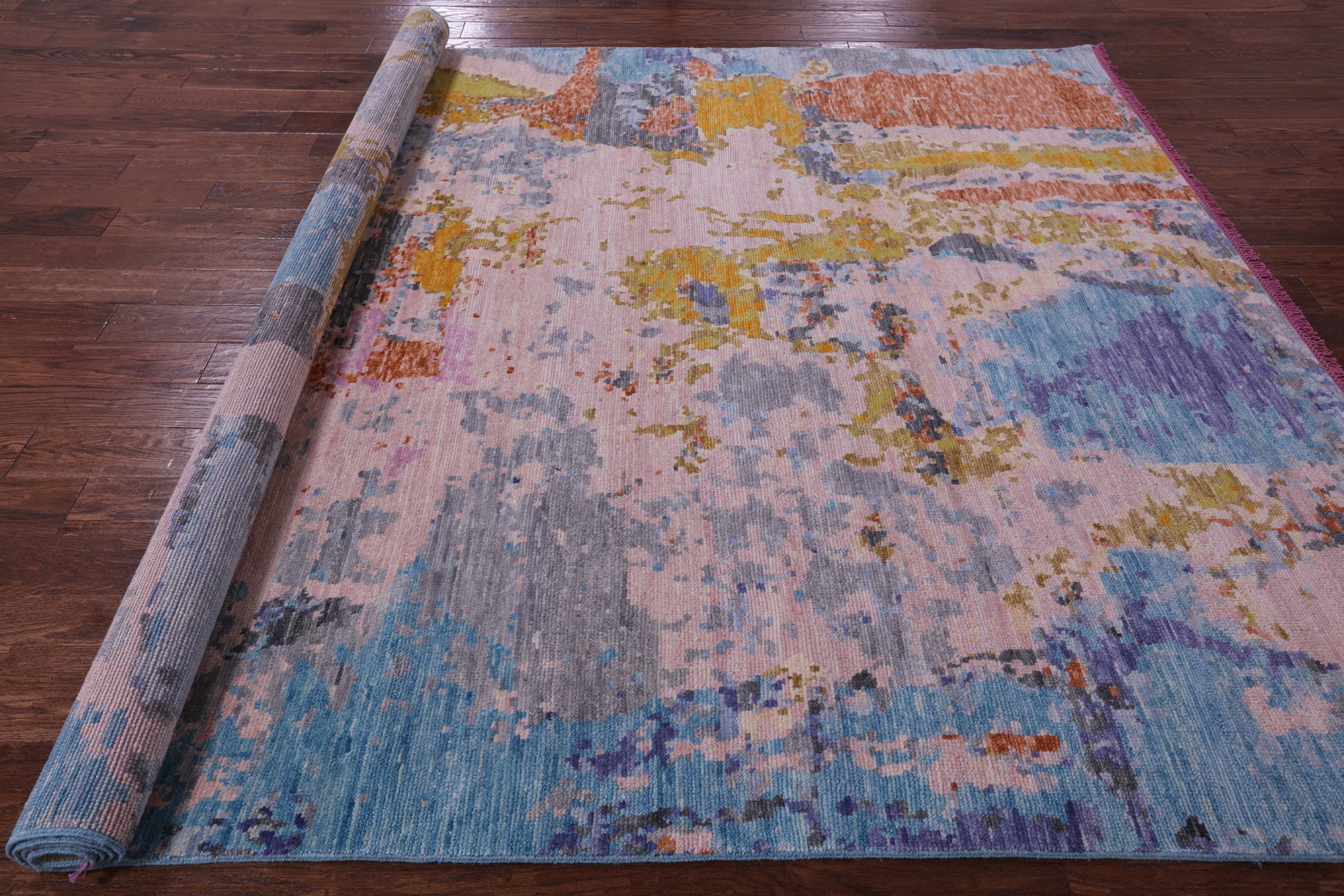 Abstract Contemporary Hand Knotted Wool Rug - 8' 3" X 10' 5" - Golden Nile