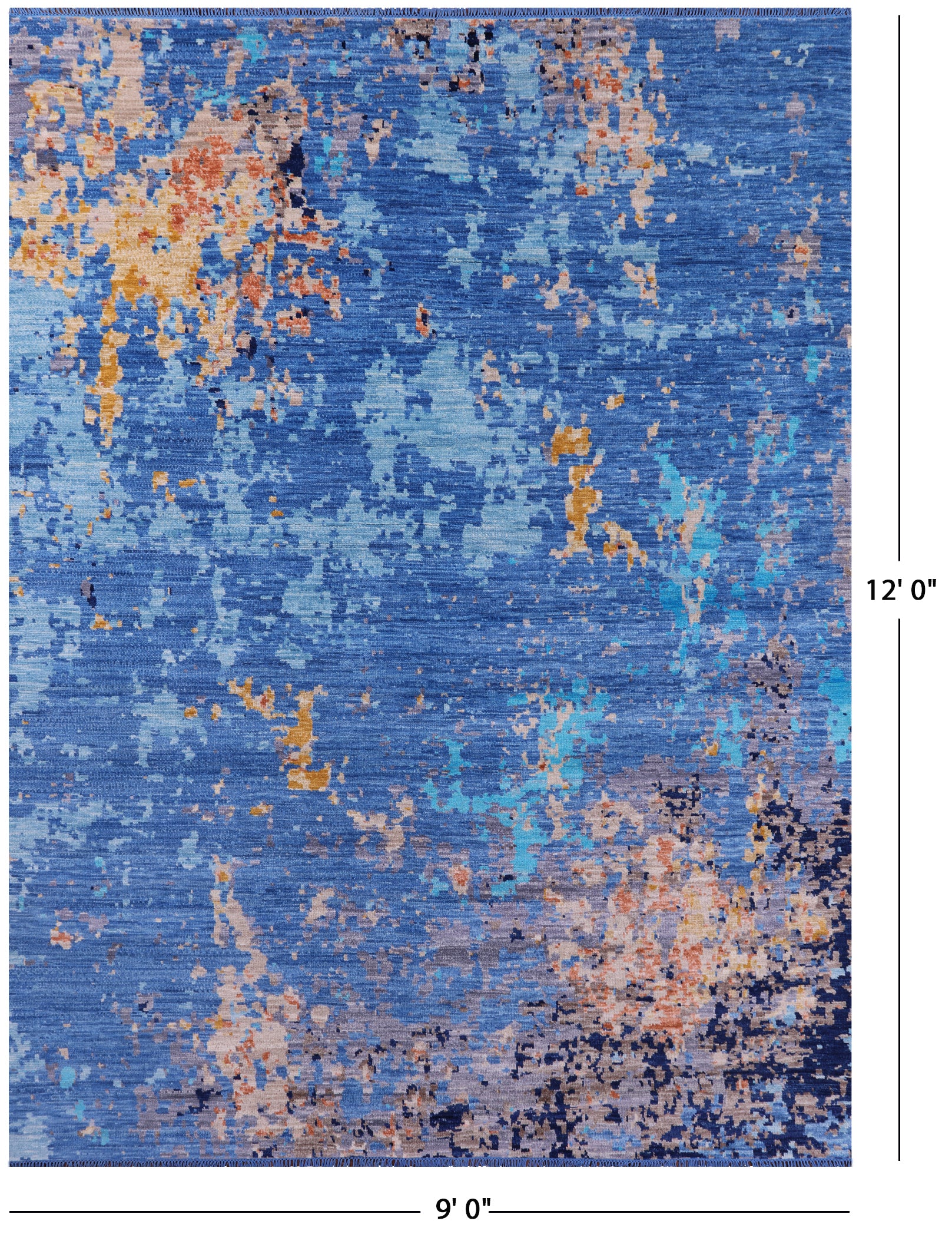 Abstract Contemporary Hand Knotted Wool Rug - 9' 0" X 12' 0" - Golden Nile