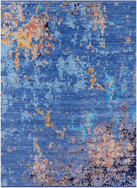 Abstract Contemporary Hand Knotted Wool Rug - 9' 0" X 12' 0" - Golden Nile