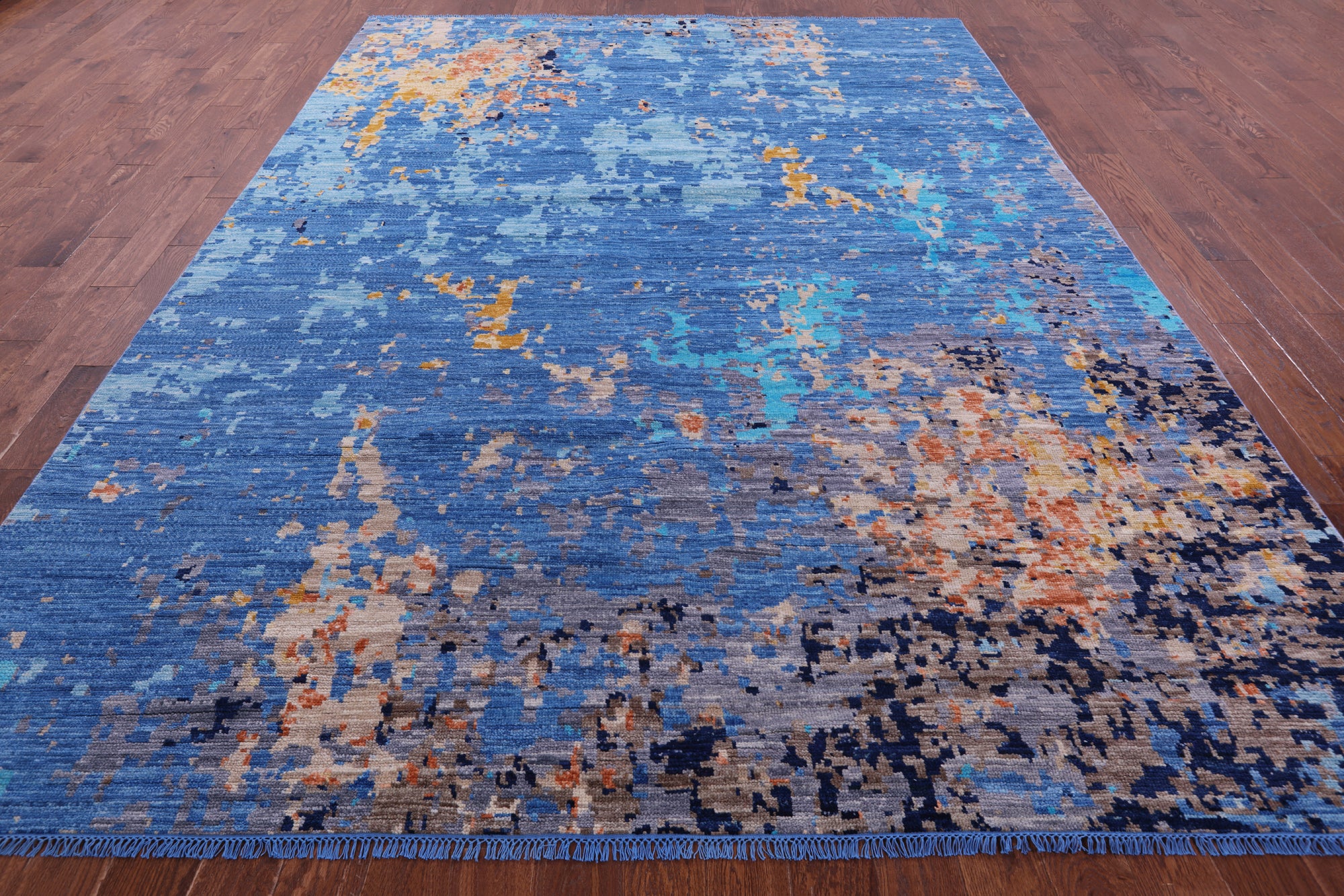Abstract Contemporary Hand Knotted Wool Rug - 9' 0" X 12' 0" - Golden Nile