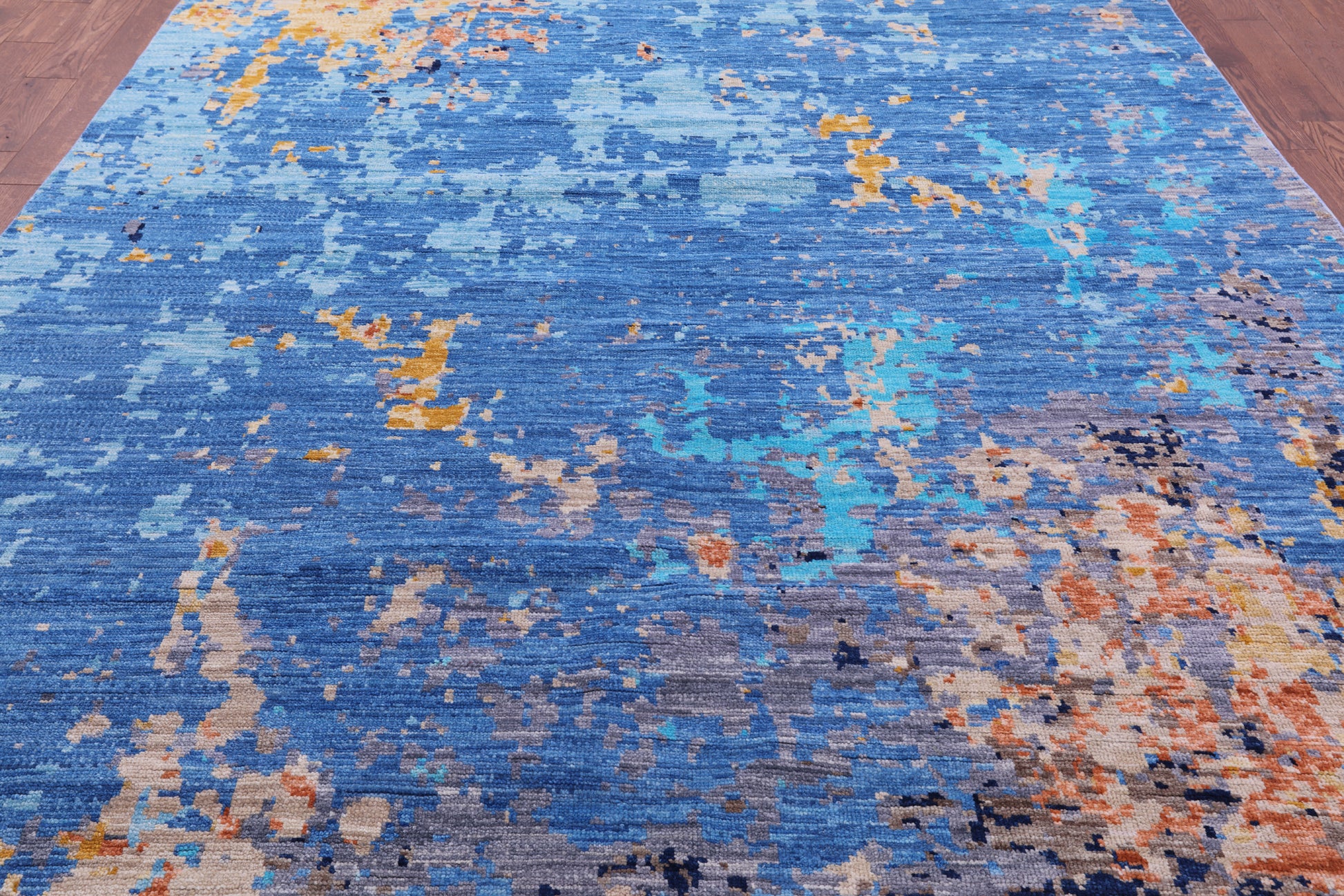 Abstract Contemporary Hand Knotted Wool Rug - 9' 0" X 12' 0" - Golden Nile