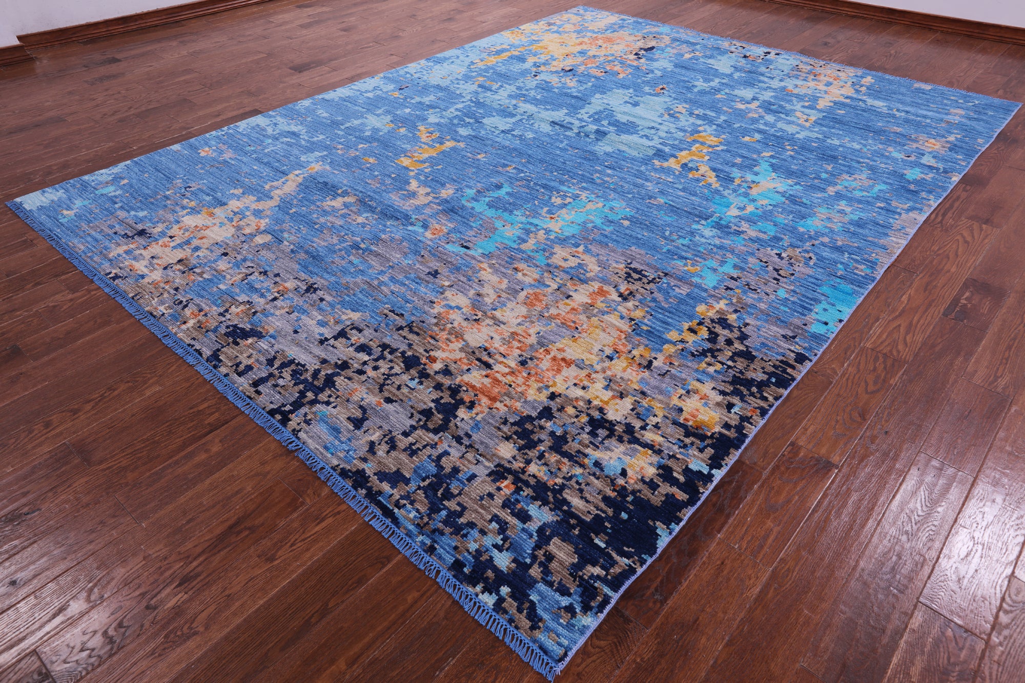 Abstract Contemporary Hand Knotted Wool Rug - 9' 0" X 12' 0" - Golden Nile