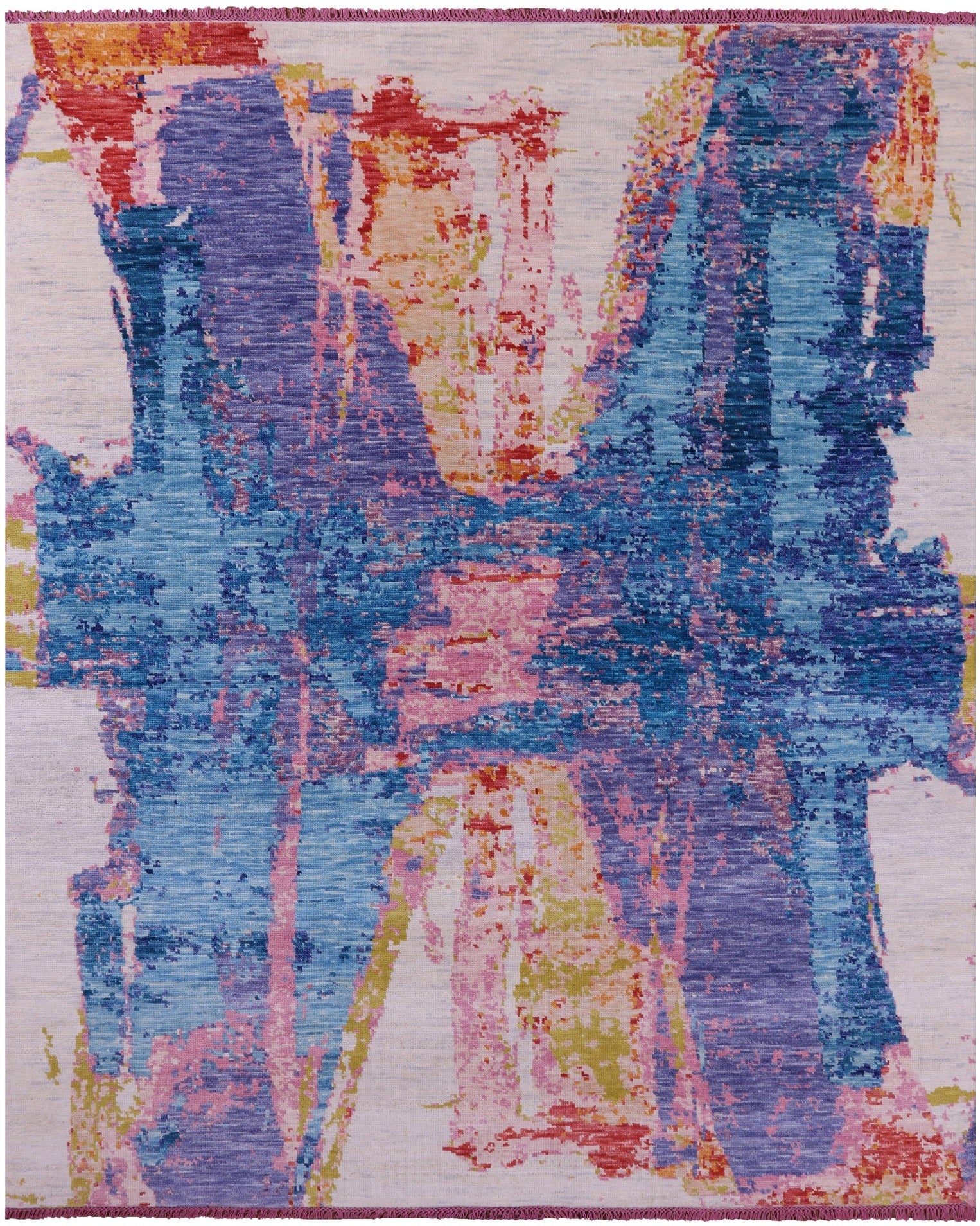 Abstract Contemporary Hand Knotted Wool Rug - 8' 1" X 10' 1" - Golden Nile