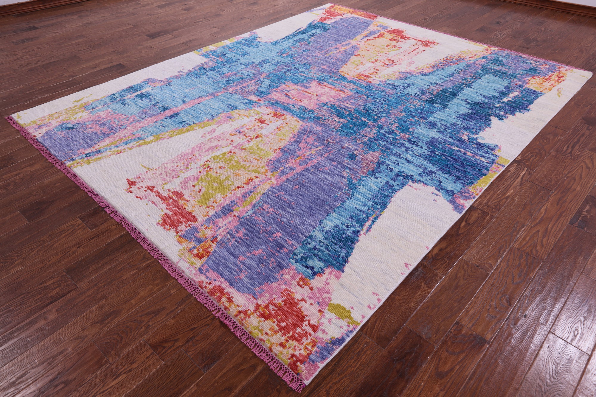 Abstract Contemporary Hand Knotted Wool Rug - 8' 1" X 10' 1" - Golden Nile