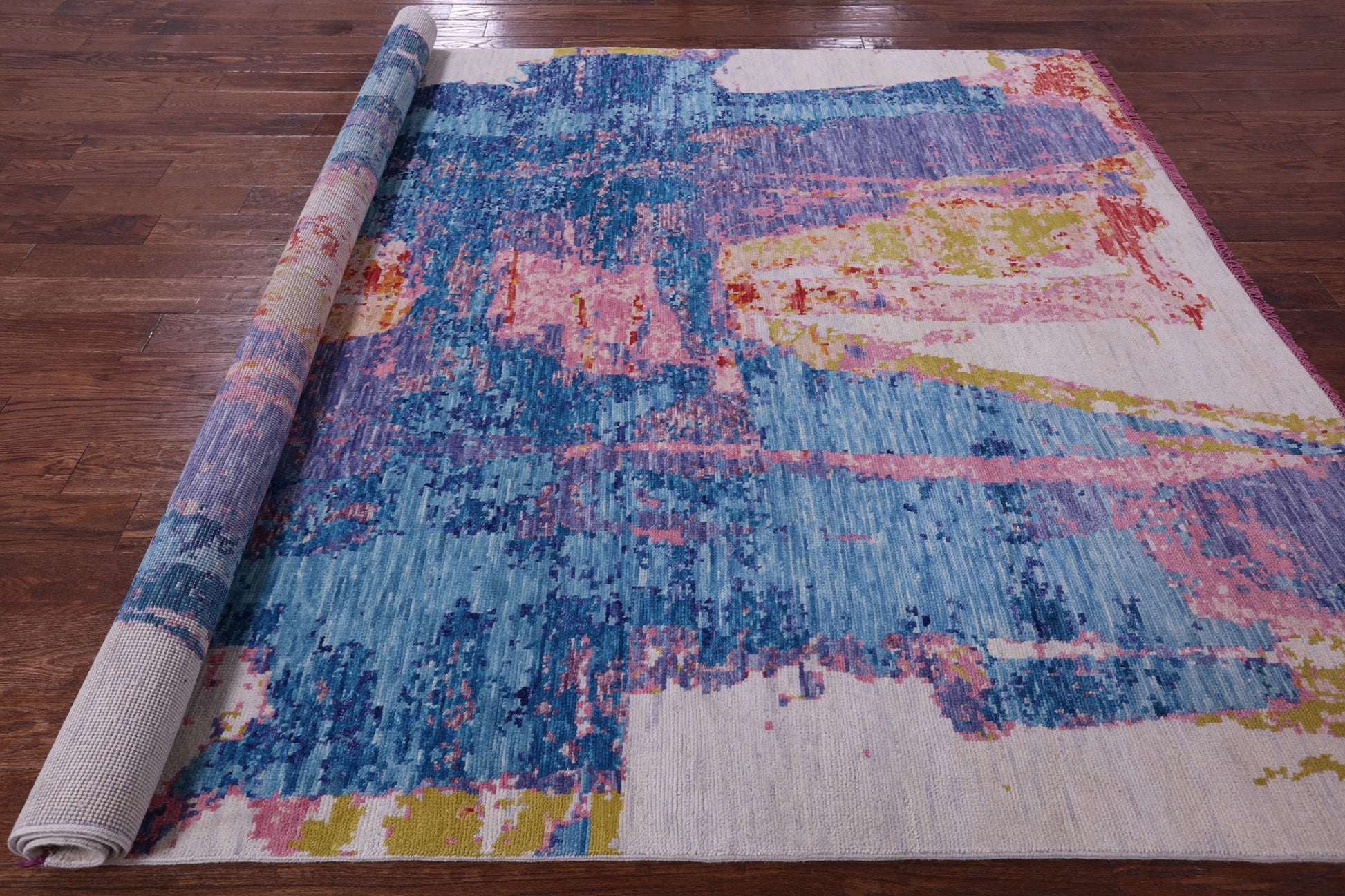 Abstract Contemporary Hand Knotted Wool Rug - 8' 1" X 10' 1" - Golden Nile