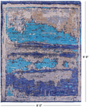 Abstract Contemporary Hand Knotted Wool Rug - 8' 0" X 9' 9" - Golden Nile