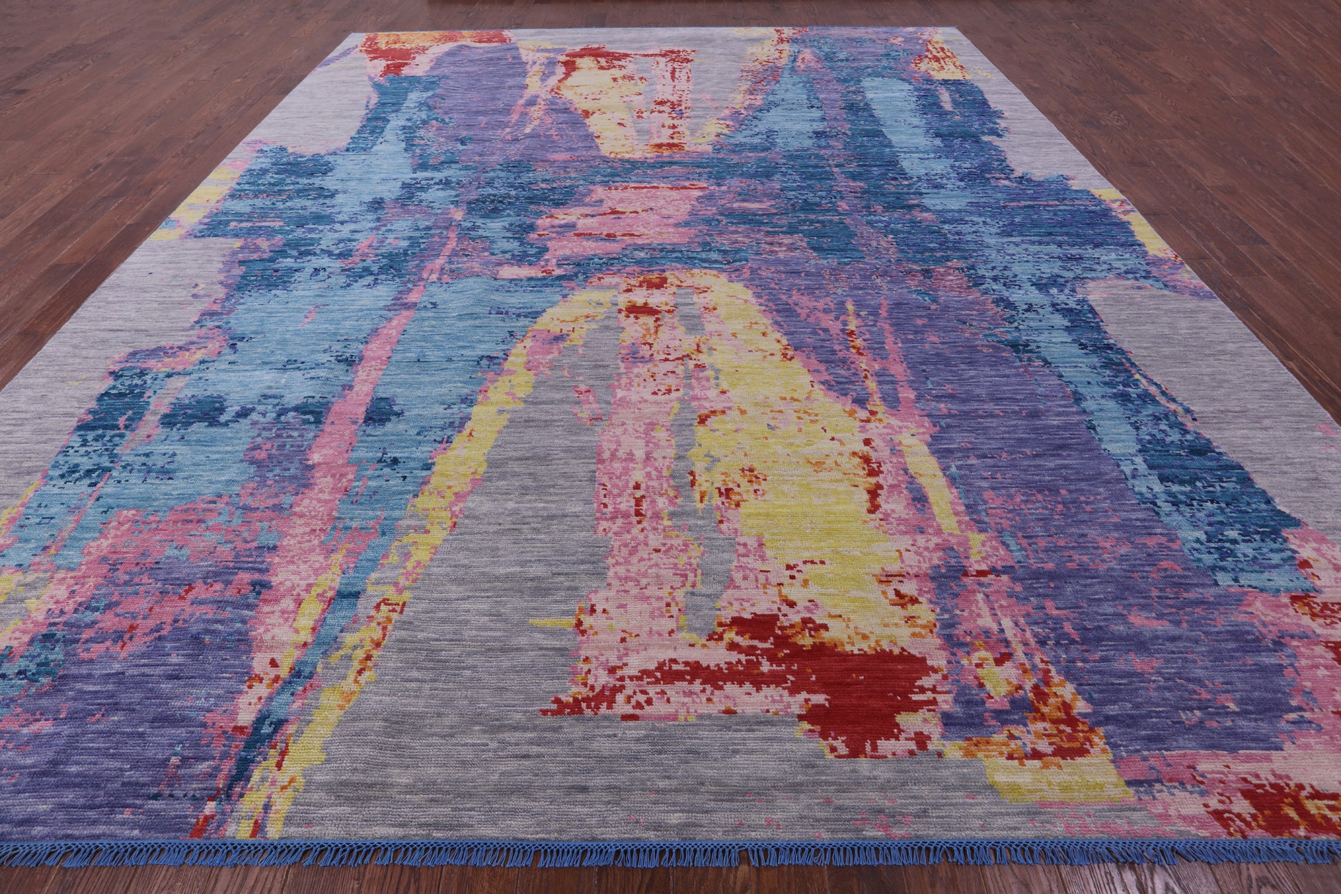 Abstract Contemproary Hand Knotted Wool Rug - 12' 2" X 14' 4" - Golden Nile