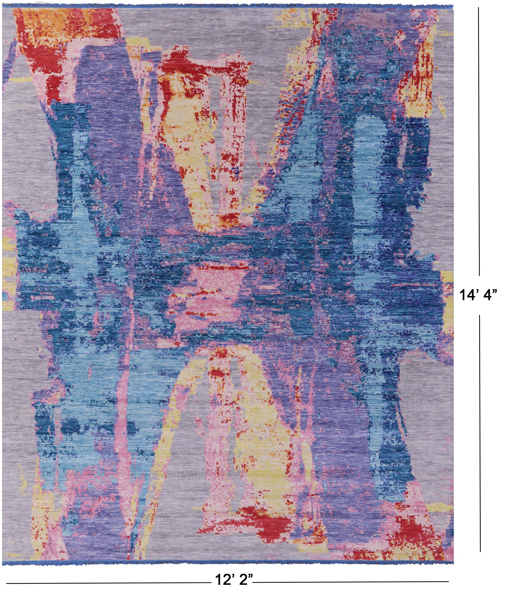 Abstract Contemproary Hand Knotted Wool Rug - 12' 2" X 14' 4" - Golden Nile