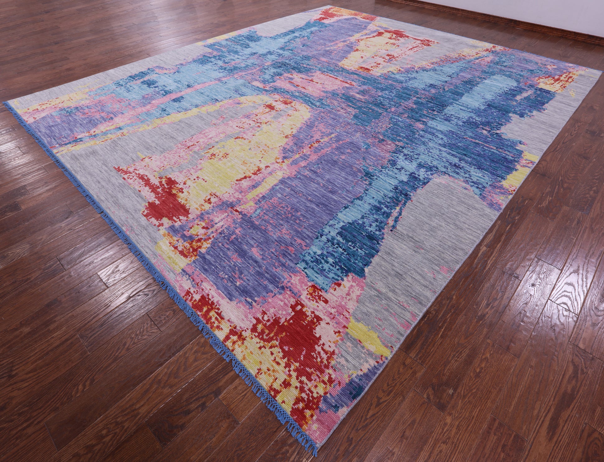 Abstract Contemproary Hand Knotted Wool Rug - 12' 2" X 14' 4" - Golden Nile