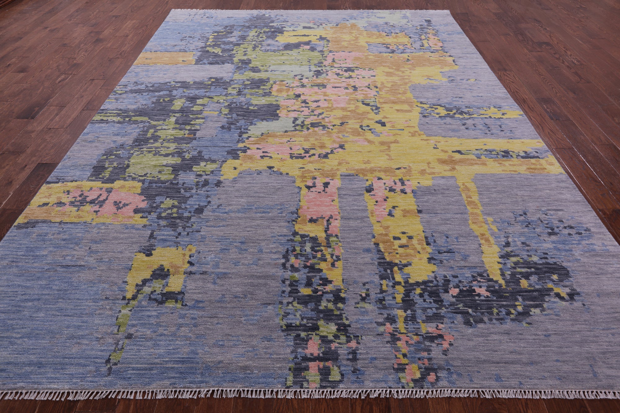 Abstract Contemporary Hand Knotted Wool Rug - 9' 1" X 11' 11" - Golden Nile