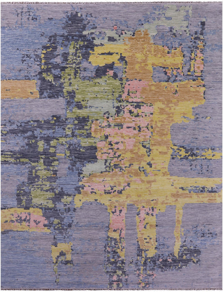 Abstract Contemporary Hand Knotted Wool Rug - 9' 1" X 11' 11" - Golden Nile