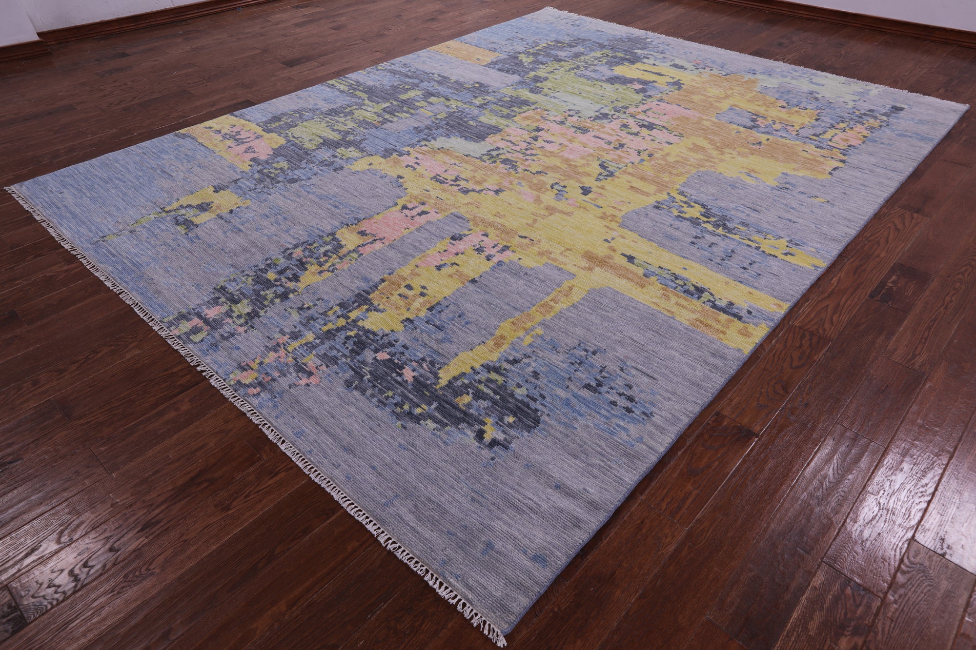 Abstract Contemporary Hand Knotted Wool Rug - 9' 1" X 11' 11" - Golden Nile