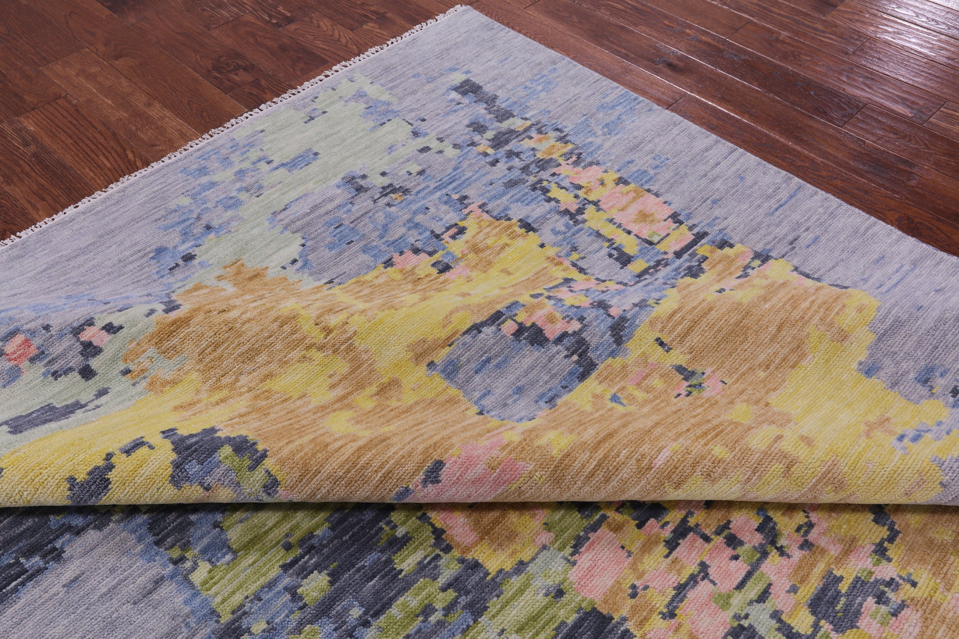 Abstract Contemporary Hand Knotted Wool Rug - 9' 1" X 11' 11" - Golden Nile