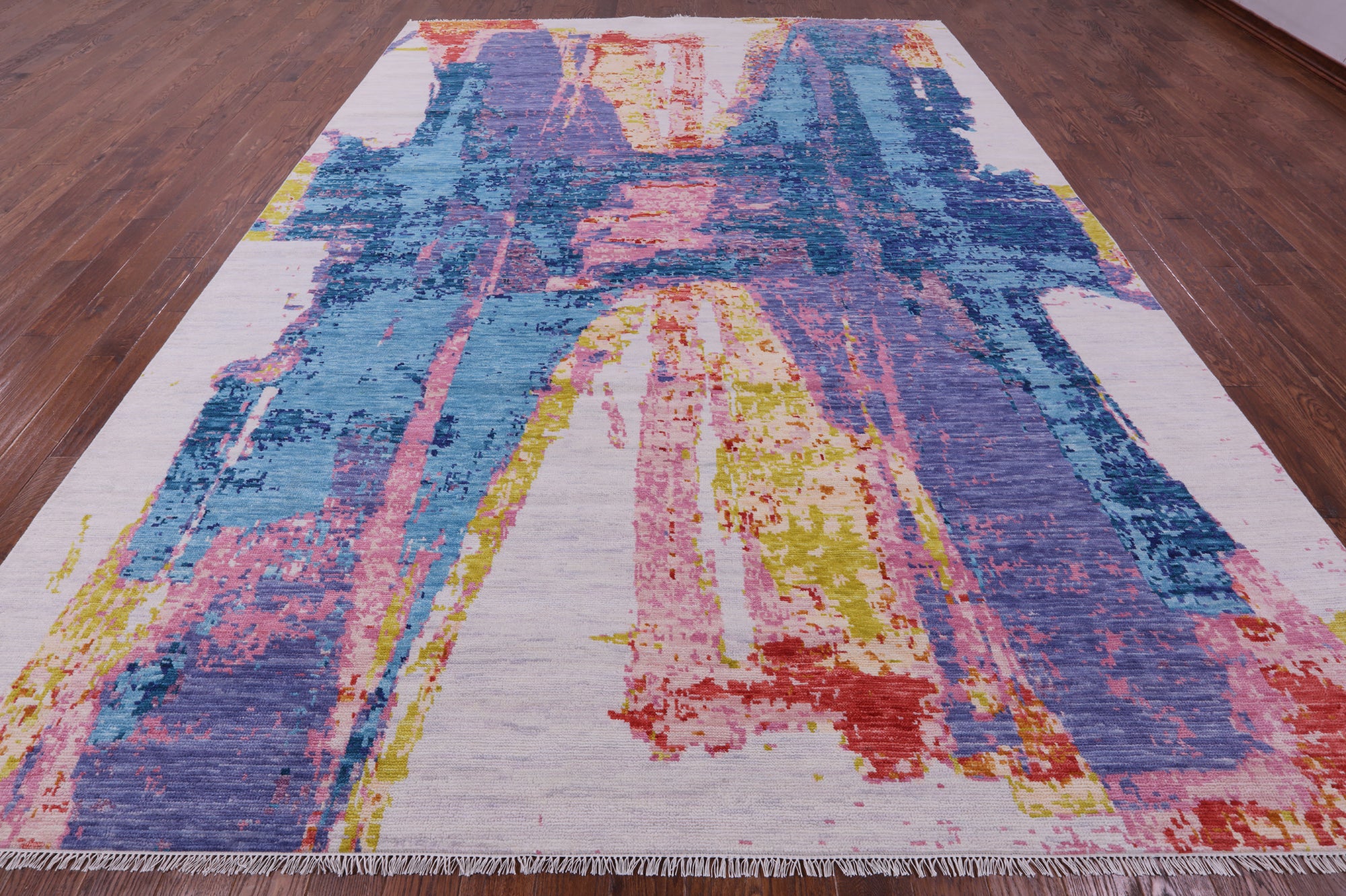 Abstract Contemporary Hand Knotted Wool Rug - 10' 2" X 13' 11" - Golden Nile