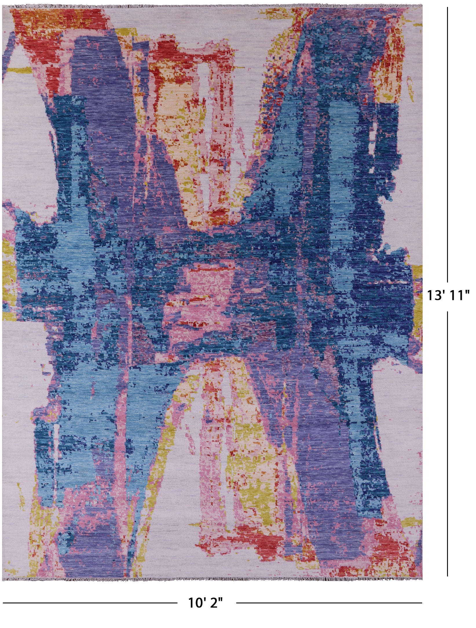 Abstract Contemporary Hand Knotted Wool Rug - 10' 2" X 13' 11" - Golden Nile