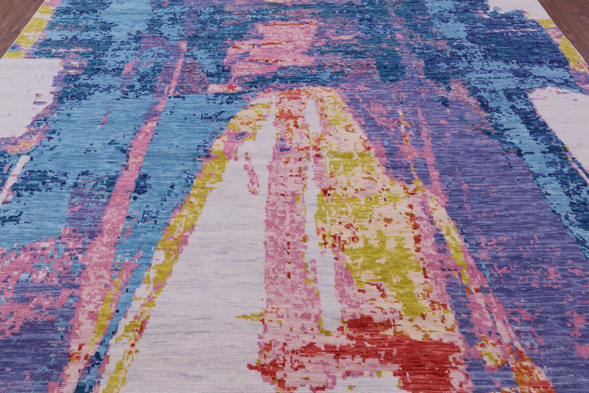 Abstract Contemporary Hand Knotted Wool Rug - 10' 2" X 13' 11" - Golden Nile